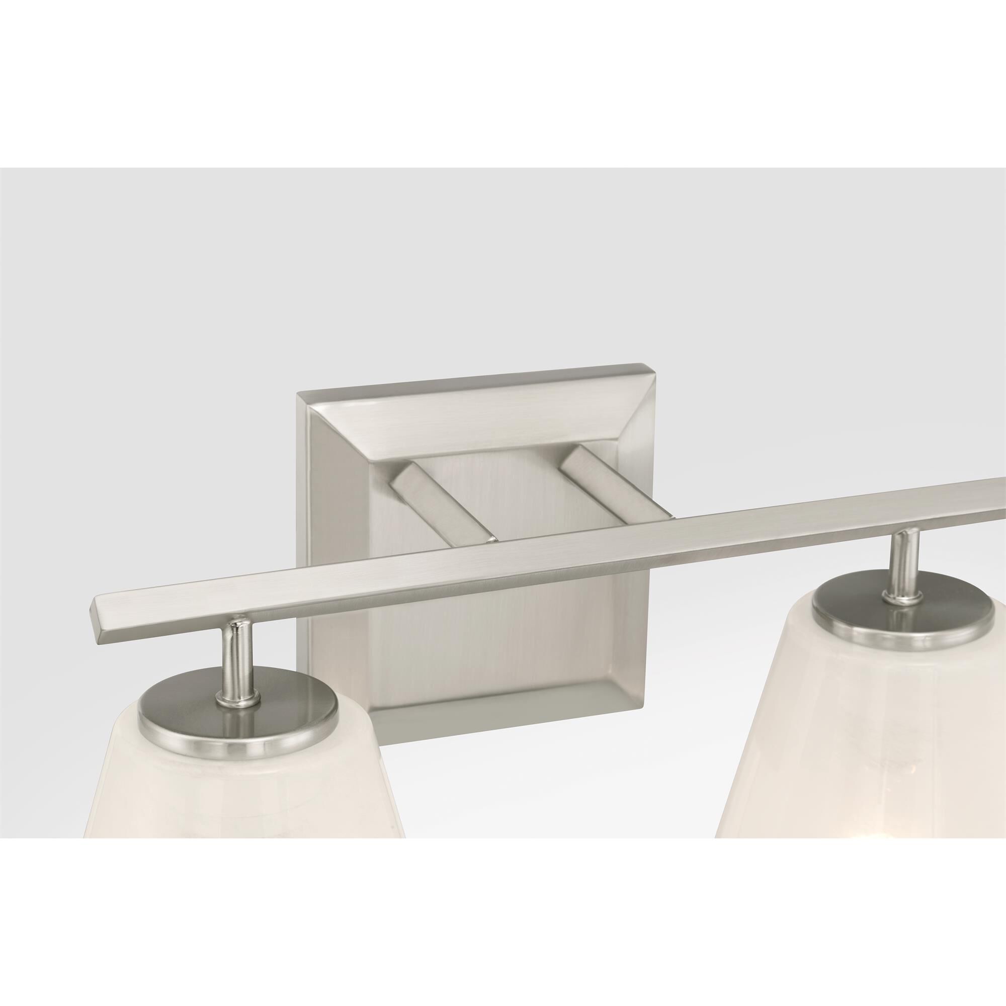 Shown in Brushed Nickel finish and Alabaster glass