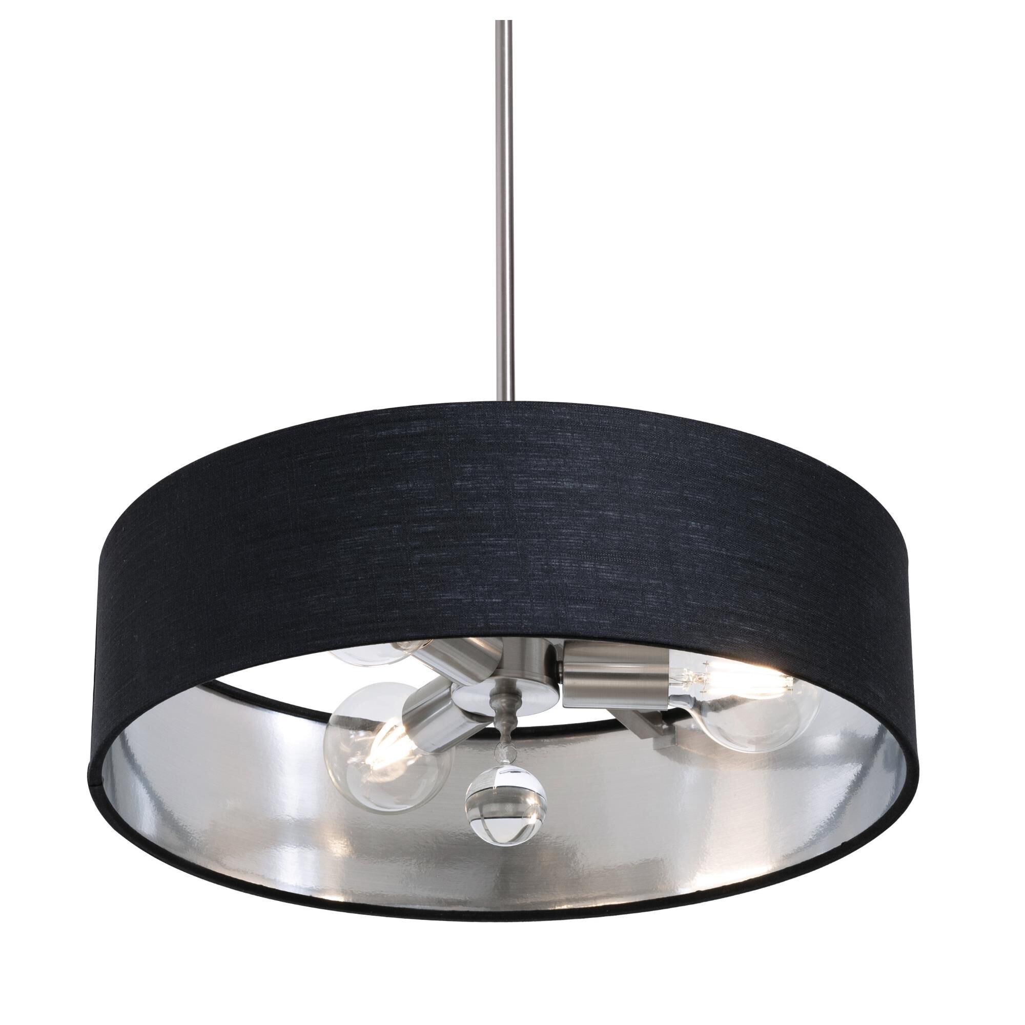 Shown in Satin Nickel finish and Black/Silver shade