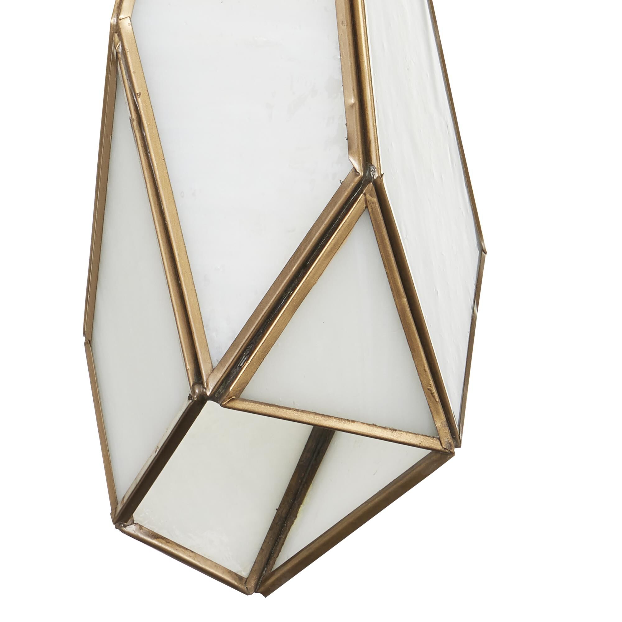 Shown in White/Antique Brass/Silver finish and White/Antique Brass/Glass/Iron shade