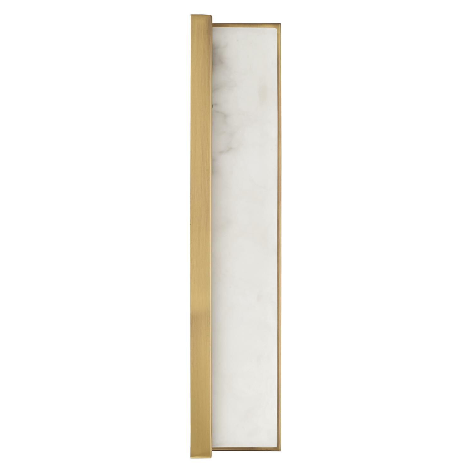 Shown in Aged Brass finish and Alabaster glass