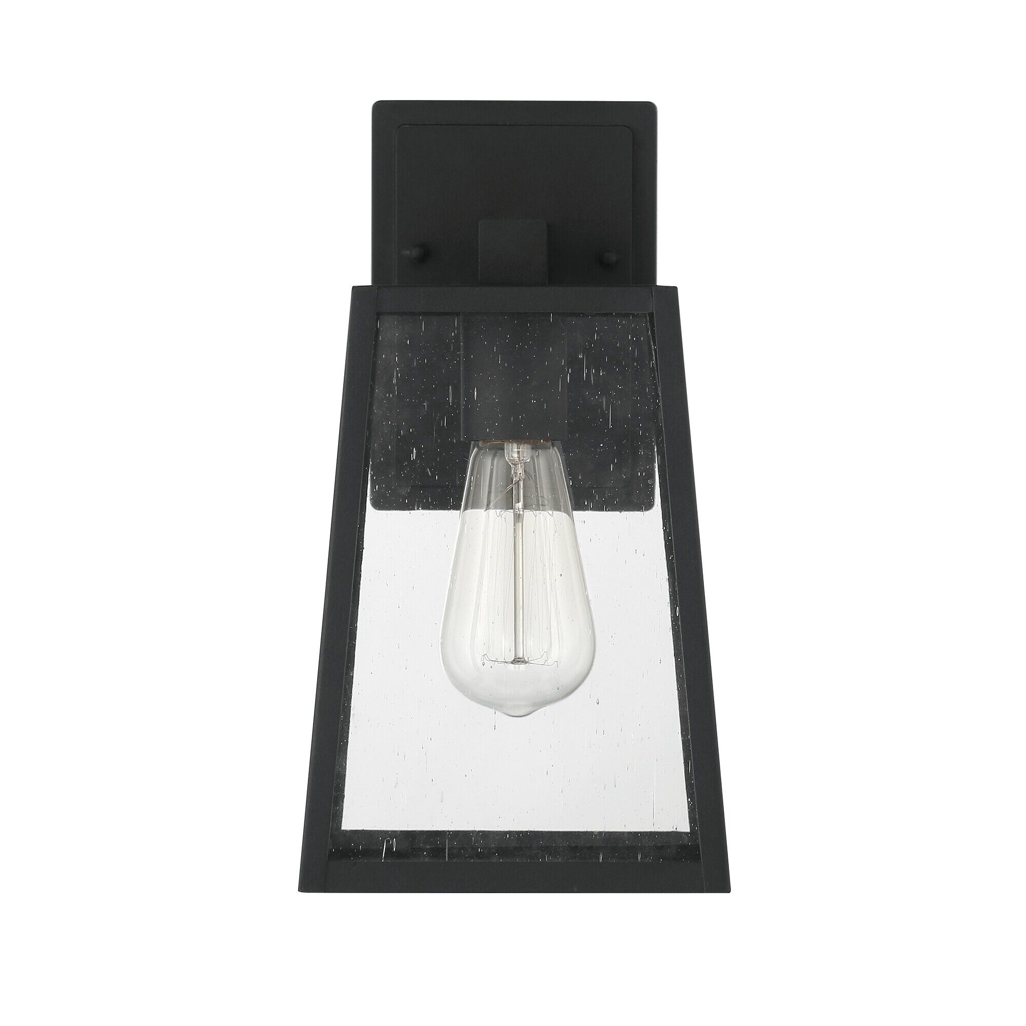 Shown in Textured Matte Black finish and Clear Seeded glass and Glass shade