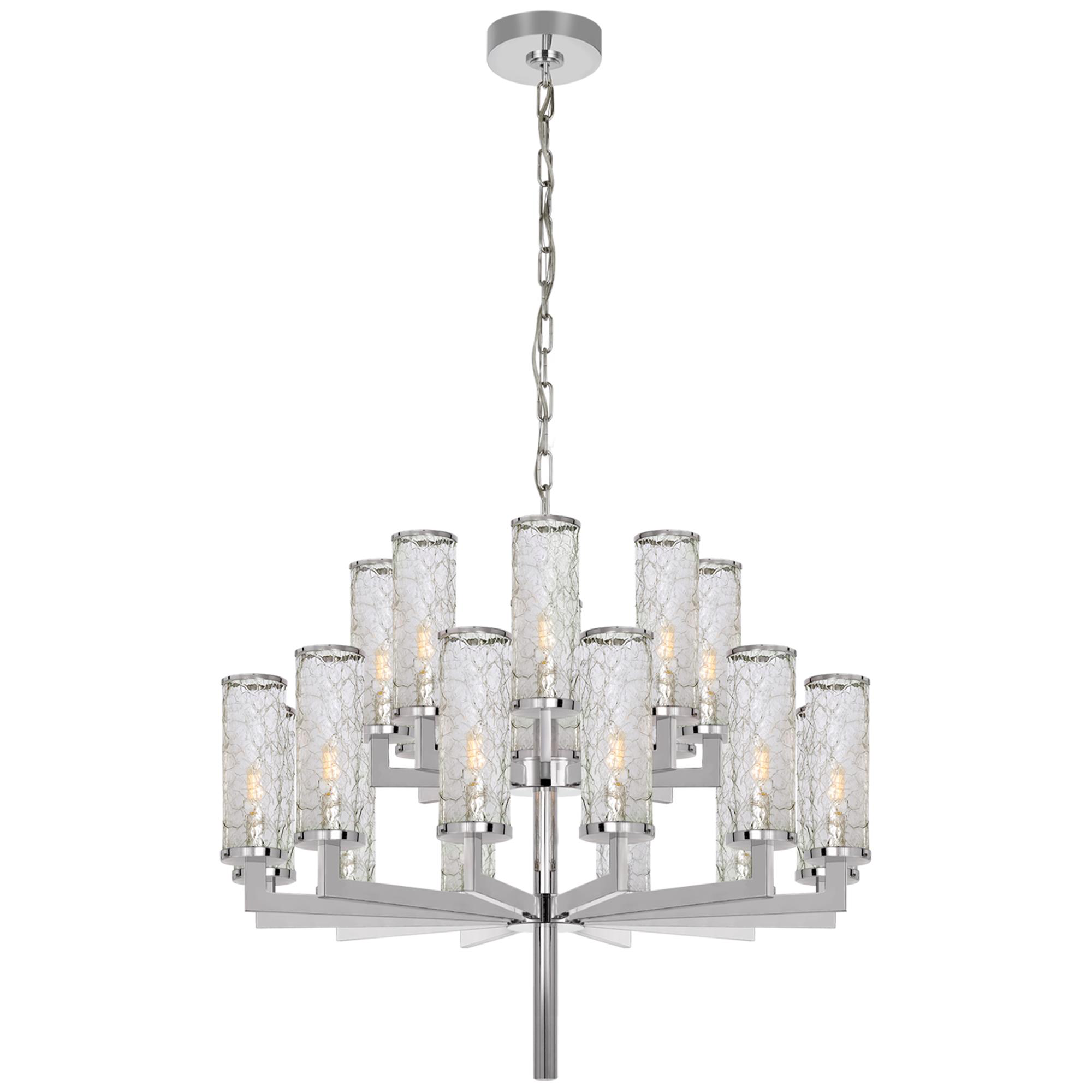 Shown in Polished Nickel finish and Crackle glass