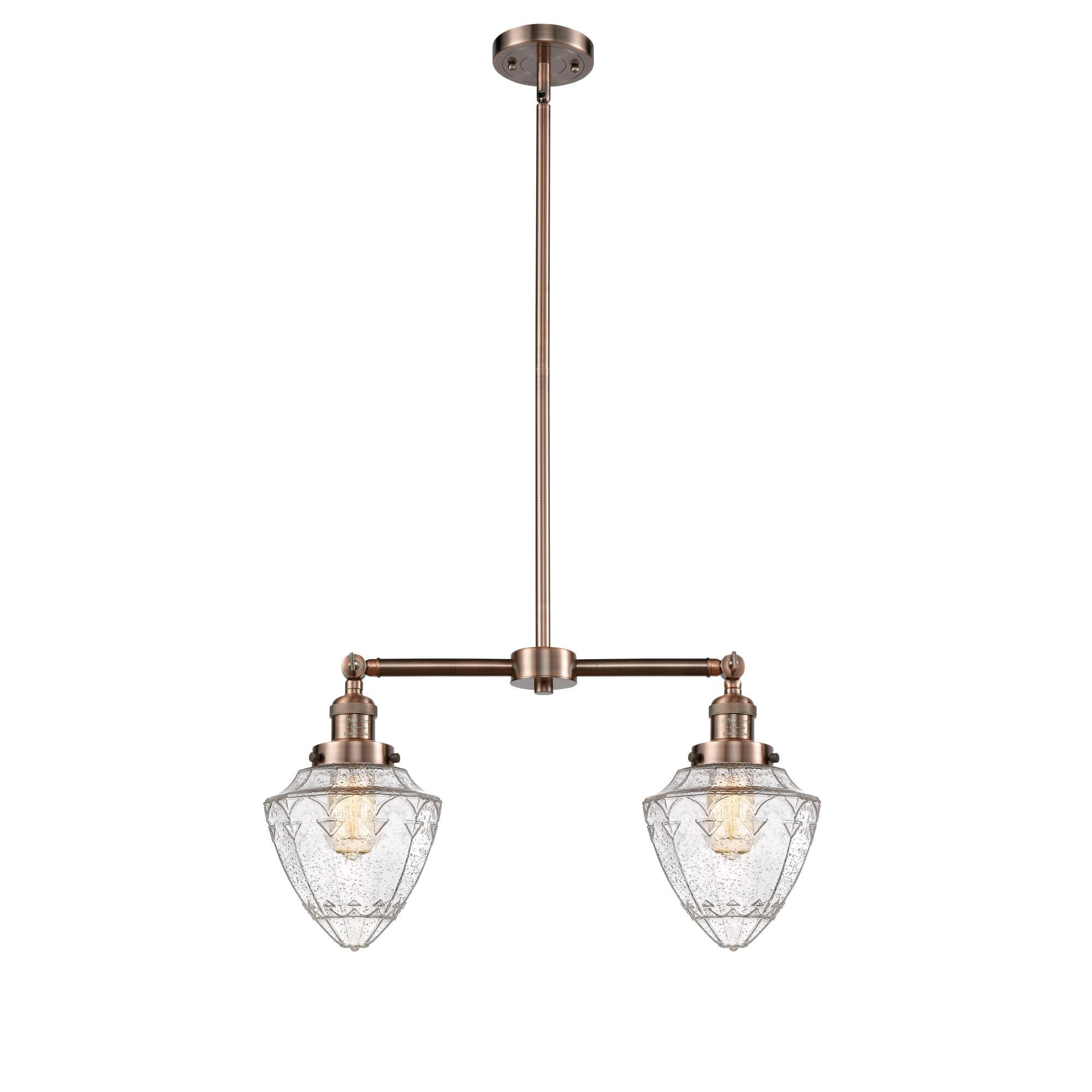 Shown in Antique Copper finish and Seedy Small Bullet glass