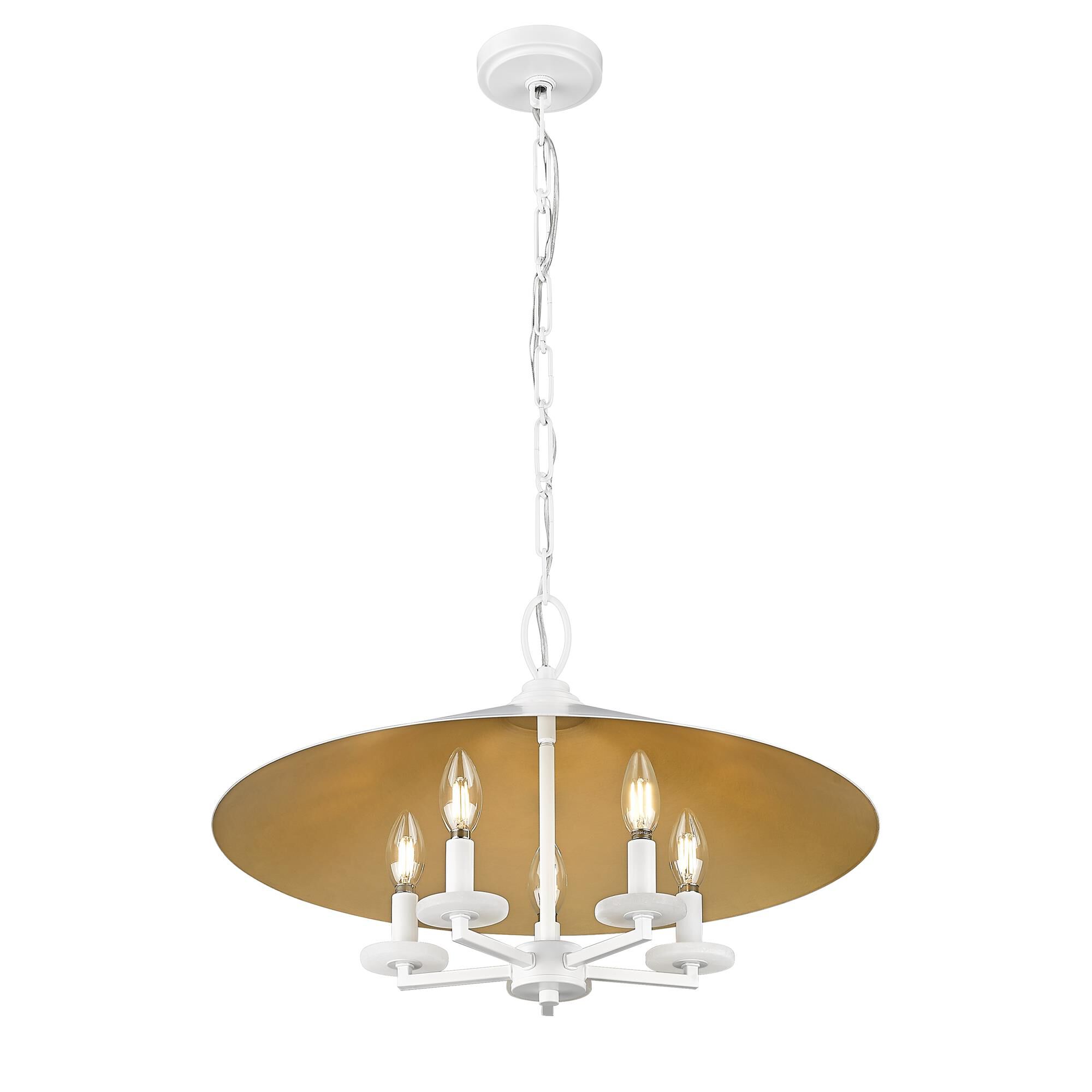 Shown in Matte White finish and Matte White Outer And Signature Rubbed Brass Inner glass and Matte White Outer And Signature Rubbed Brass Inner shade