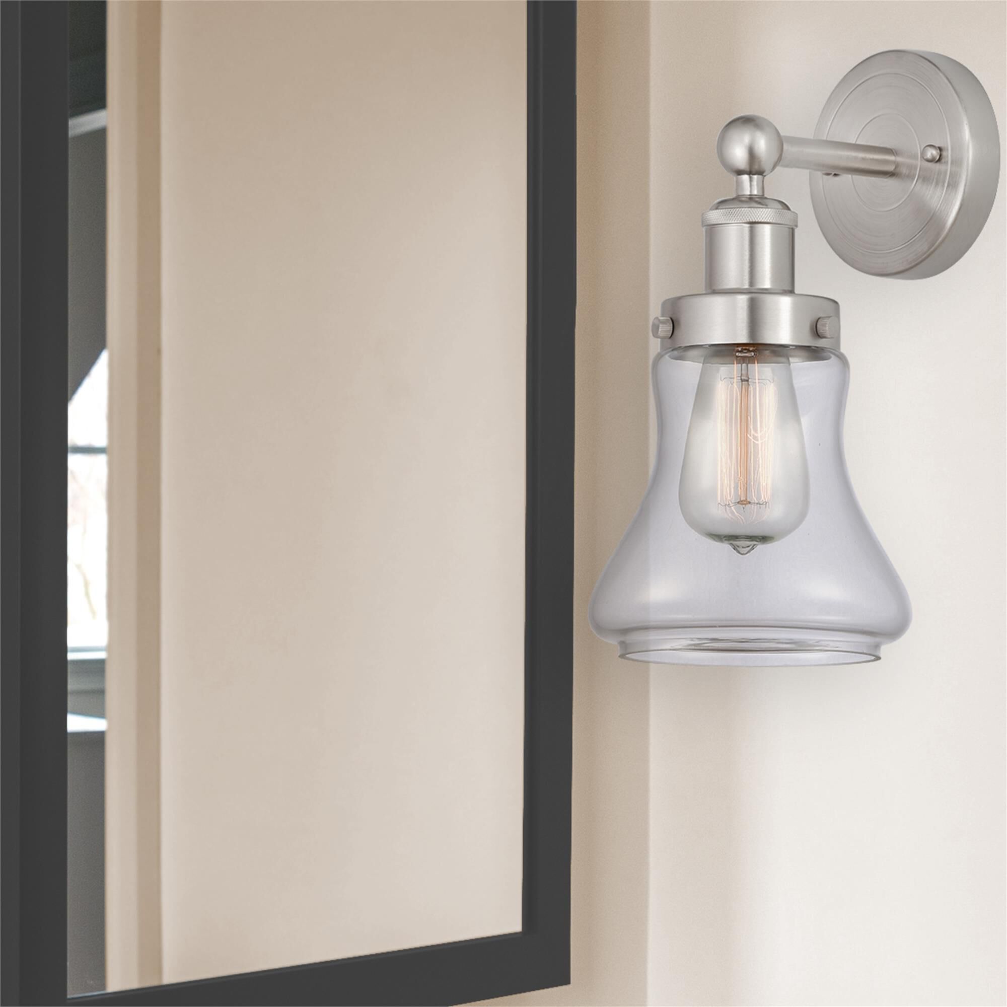 Shown in Brushed Satin Nickel  finish and Clear glass