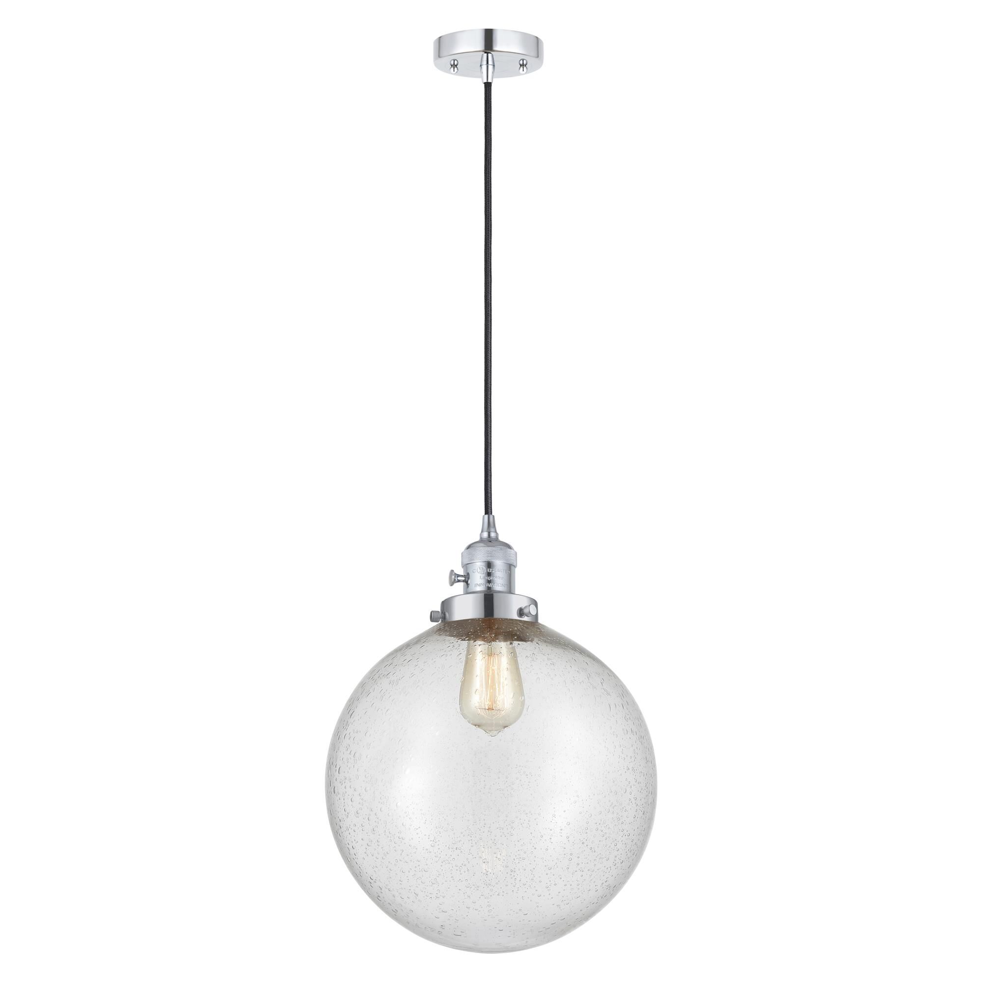 Shown in Polished Chrome finish and Seedy glass