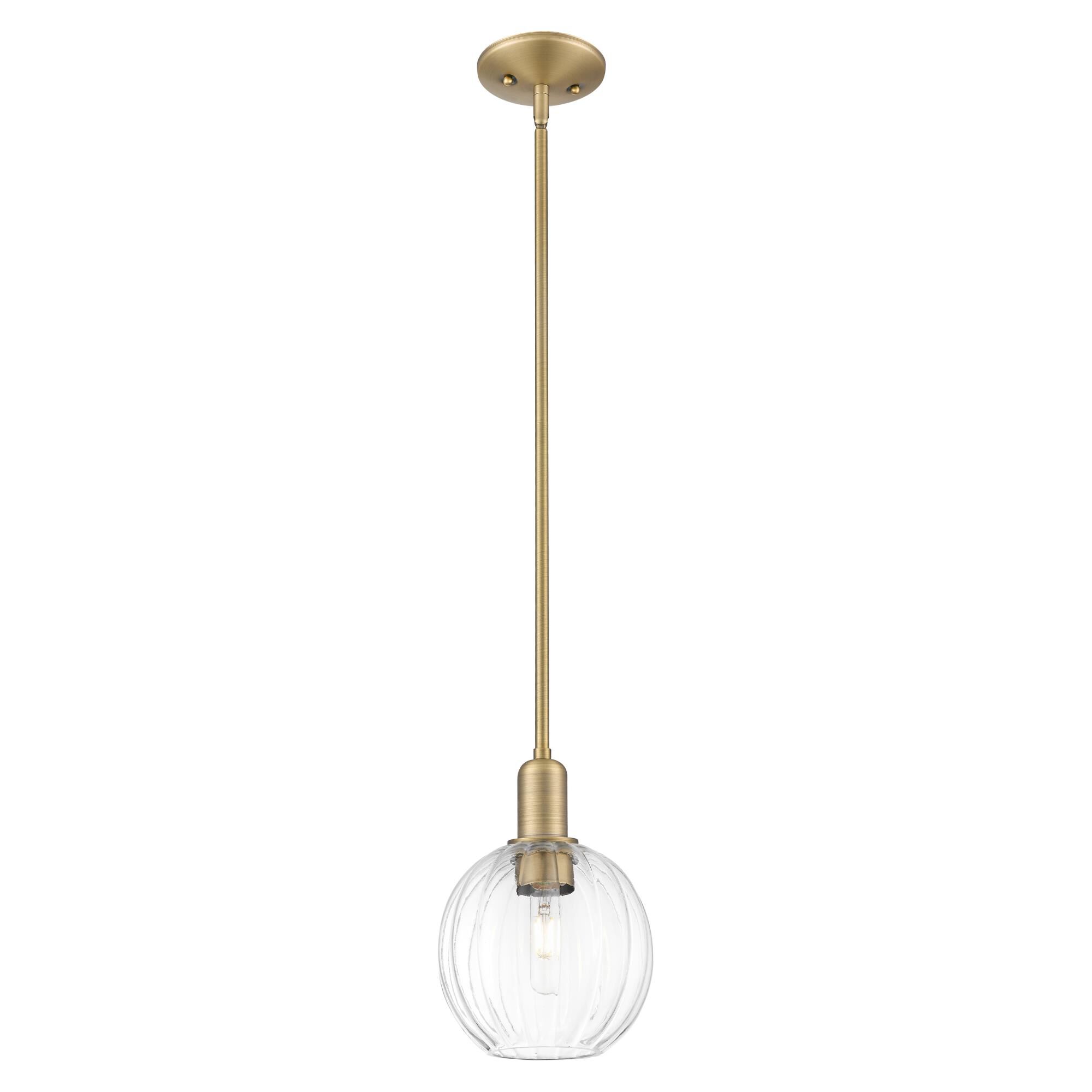 Shown in Brushed Brass finish and Clear glass