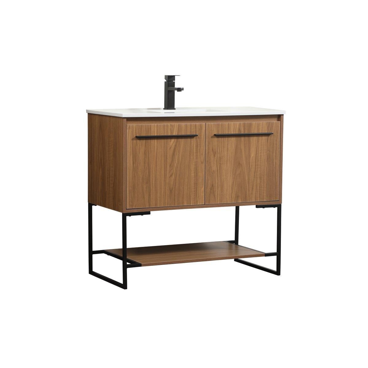 Shown in Walnut Brown finish and Without Backsplash accent