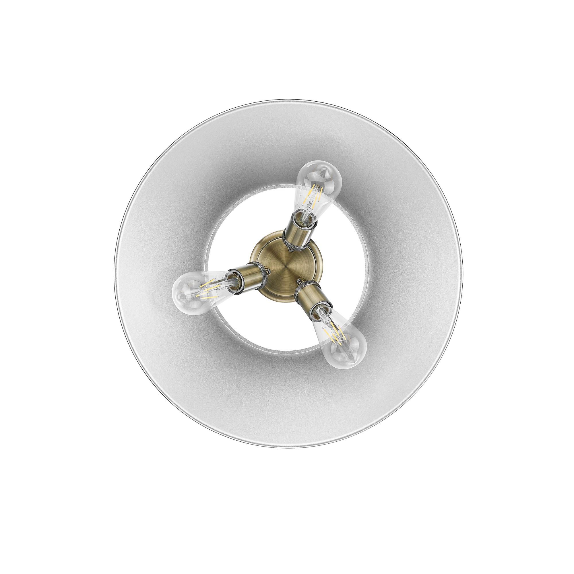 Shown in Aged Brass finish and Without Glass glass and Chrome shade