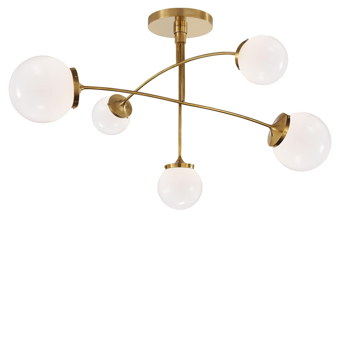 Shown in Soft Brass finish and White glass