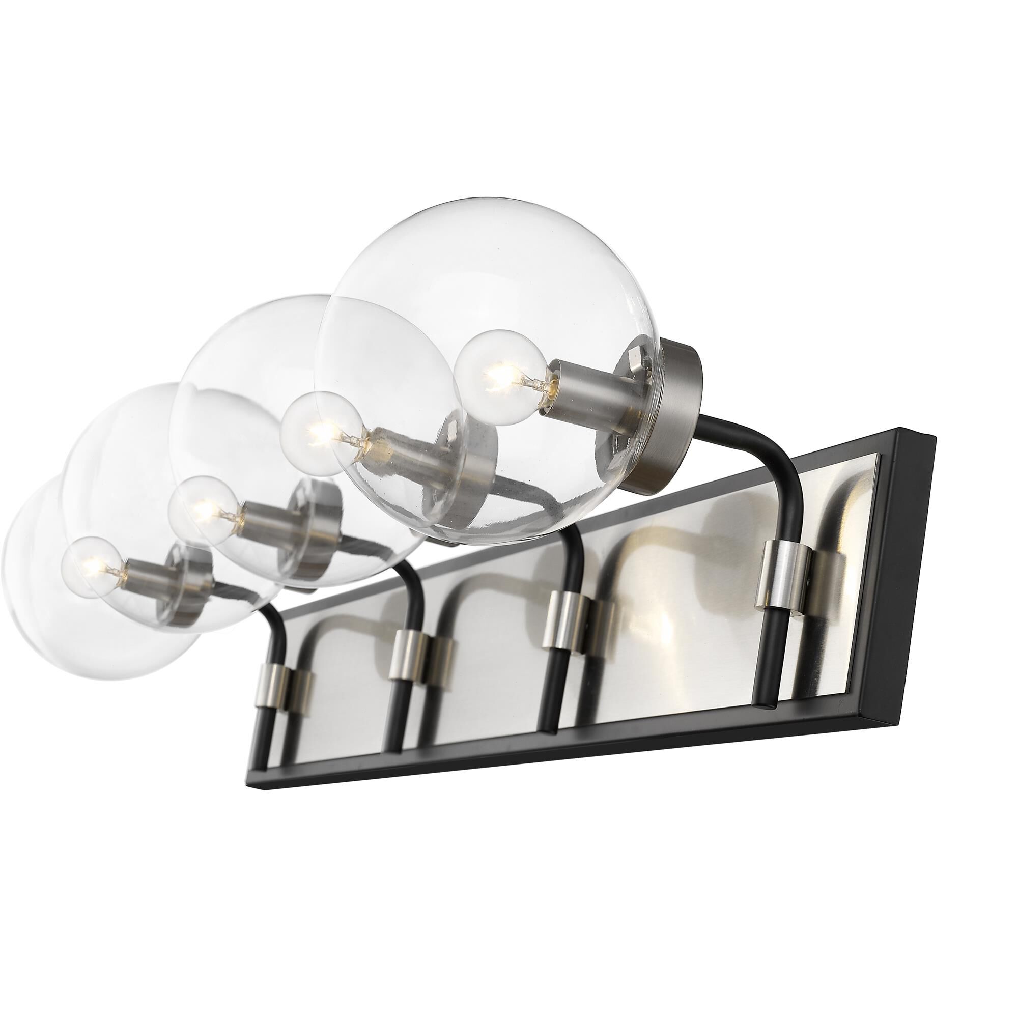 Shown in Matte Black + Brushed Nickel finish and Glass shade