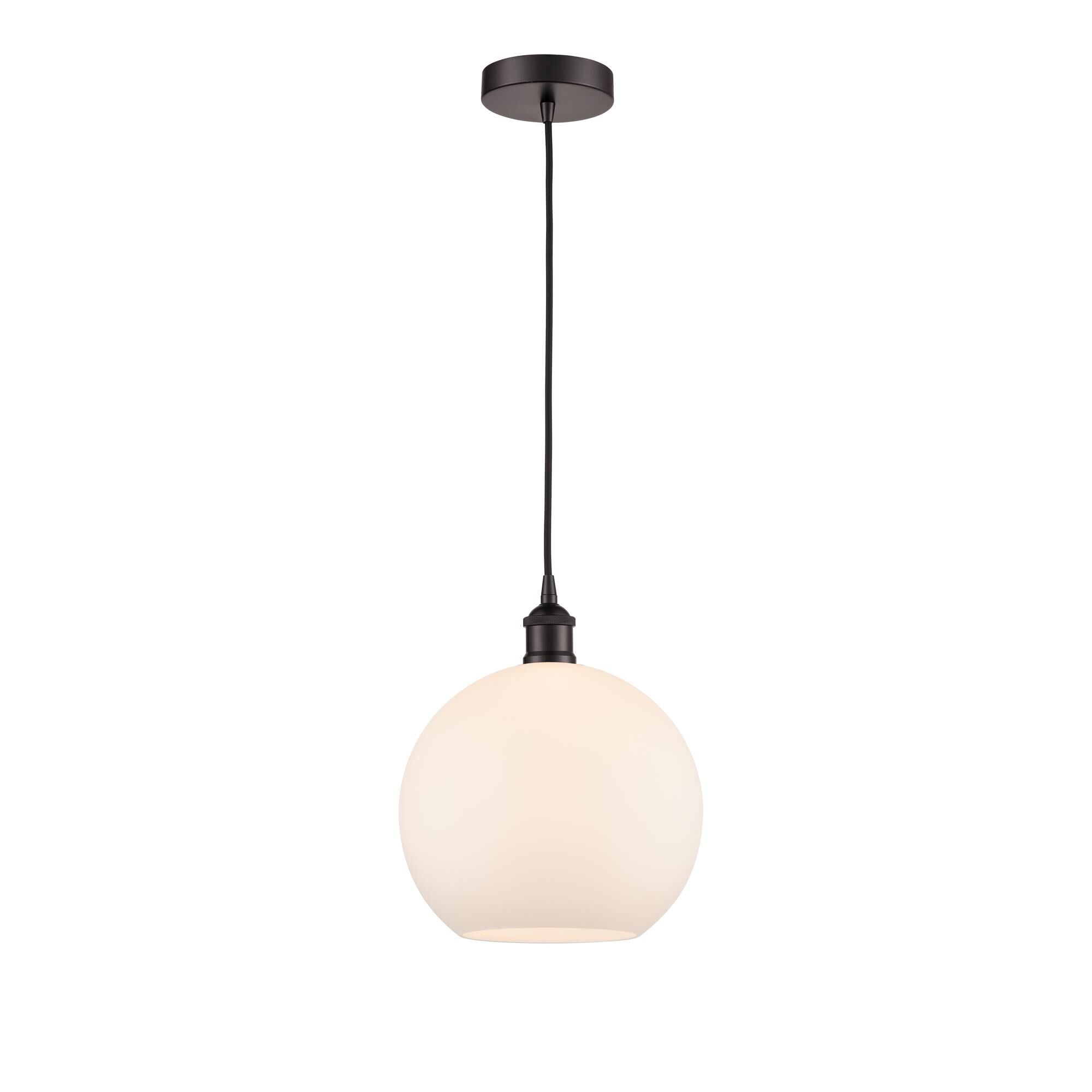 Shown in Oil Rubbed Bronze finish and Cased Matte White Large Athens glass