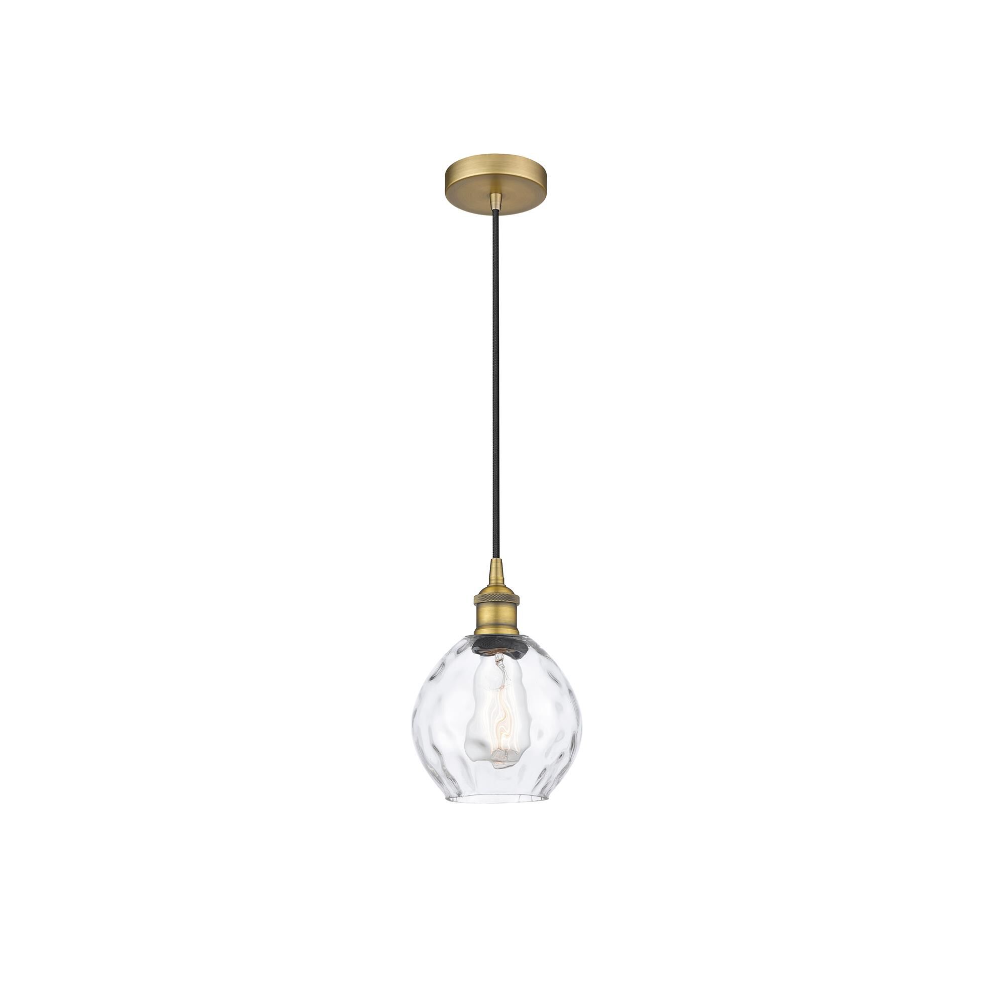 Shown in Brushed Brass finish and Clear Small Waverly glass