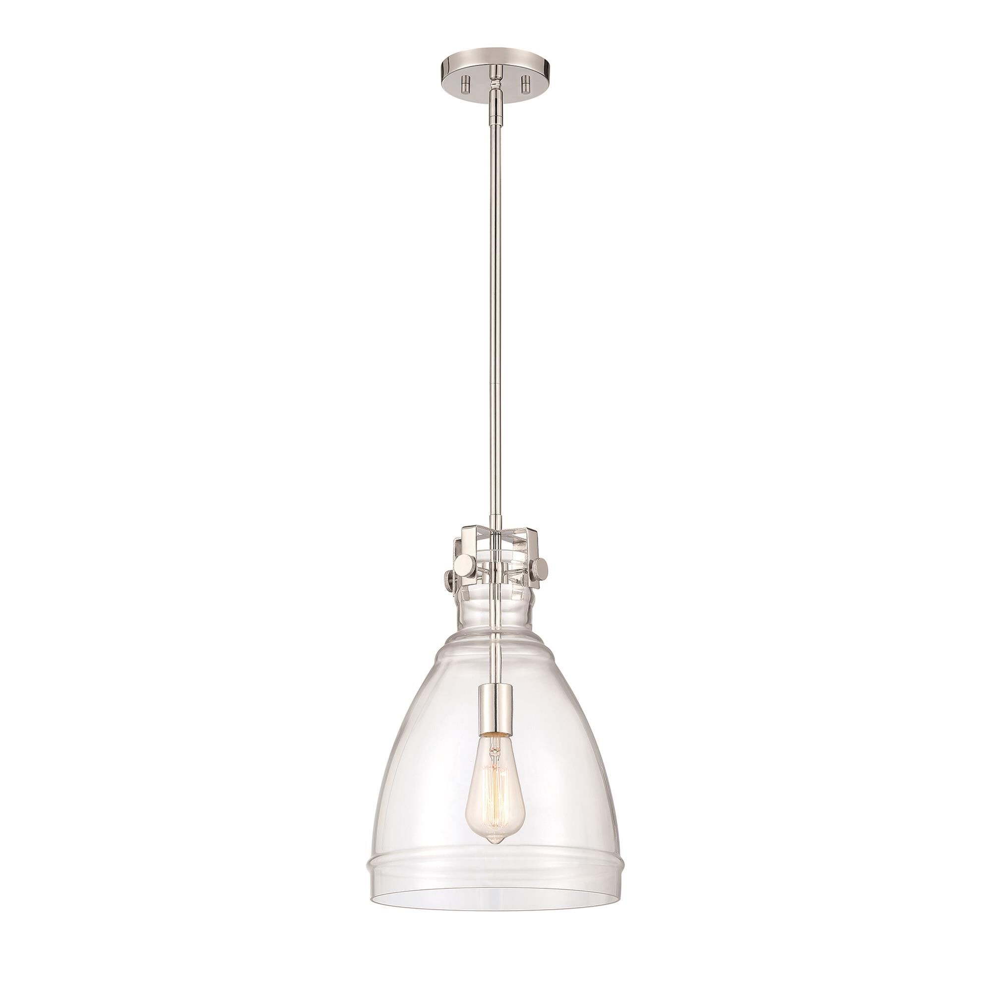 Shown in Polished Nickel finish and Clear glass and Clear Glass shade