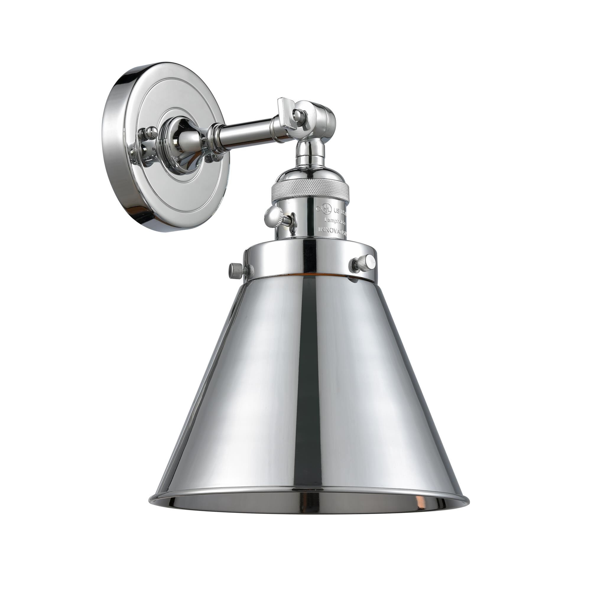 Shown in Polished Chrome finish and Metal - Polished Chrome - Cone shade