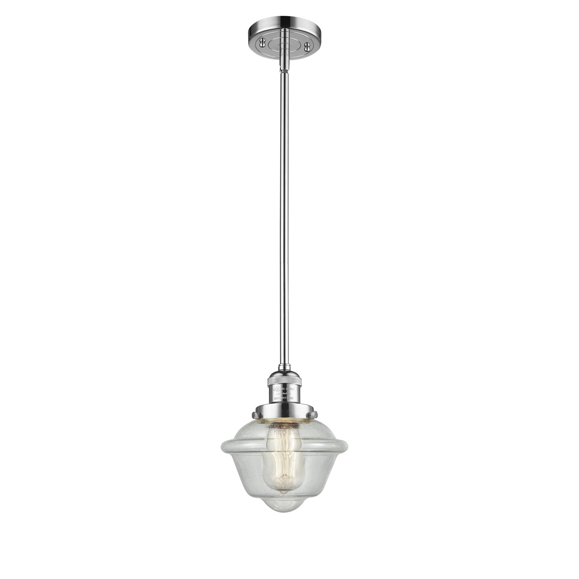 Shown in Polished Chrome finish and Seedy Small Oxford glass and Stem accent
