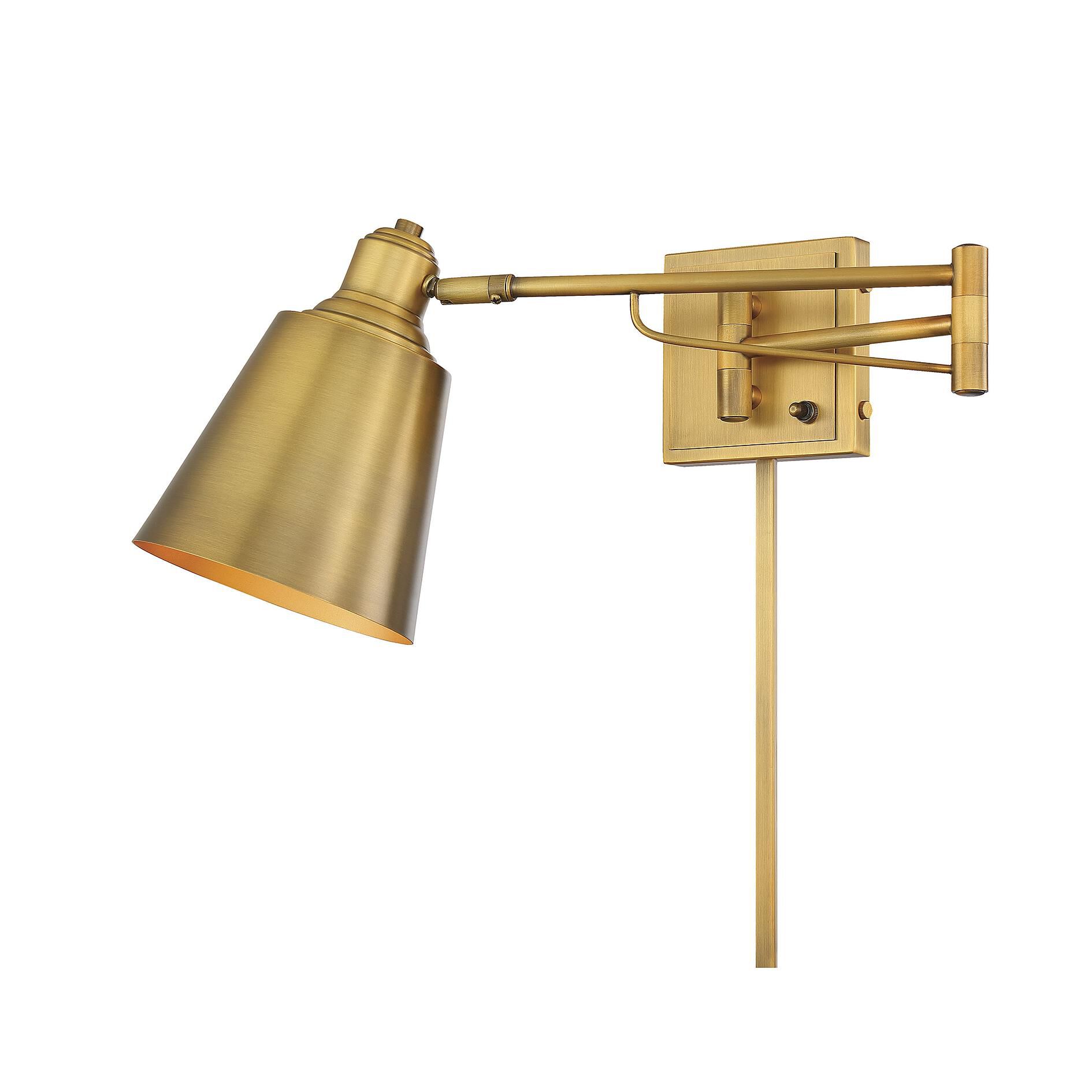 Shown in Natural Brass finish and Natural Brass Metal shade