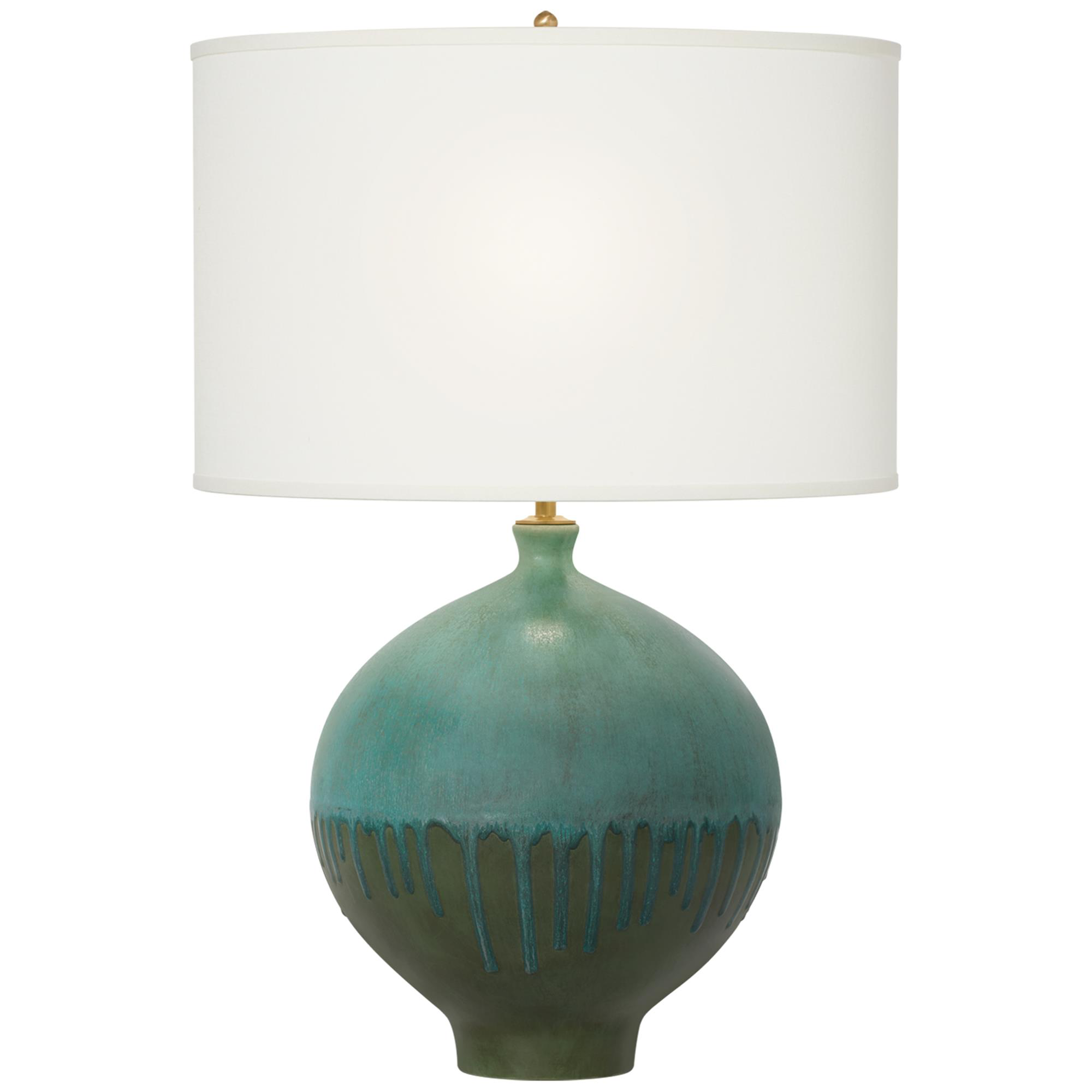 Shown in Volcanic Verdi finish and Linen shade