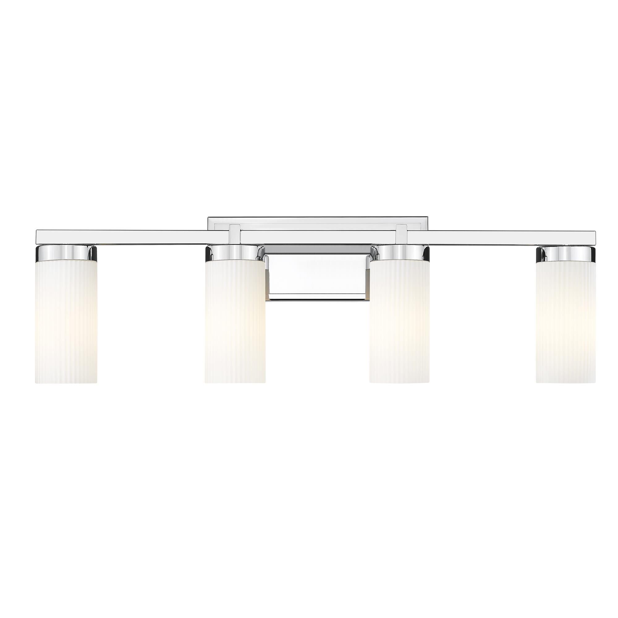 Shown in Chrome finish and White glass and White shade