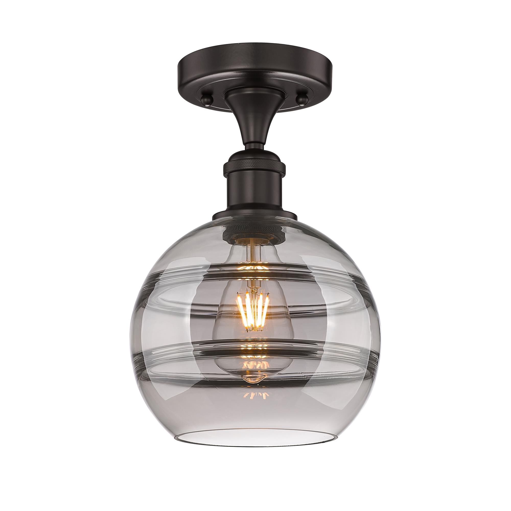 Shown in Oil Rubbed Bronze finish and Light Smoke glass