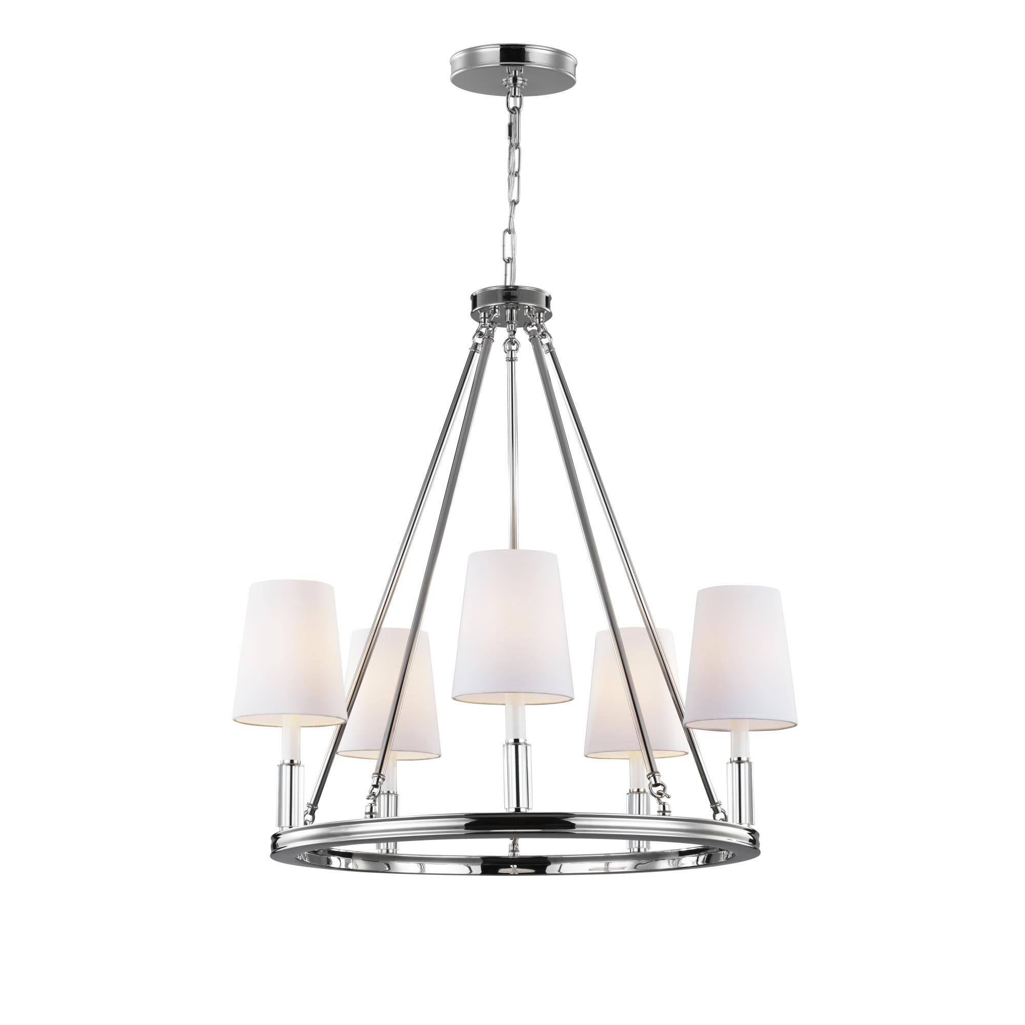 Shown in Polished Nickel finish and Fabric - White shade