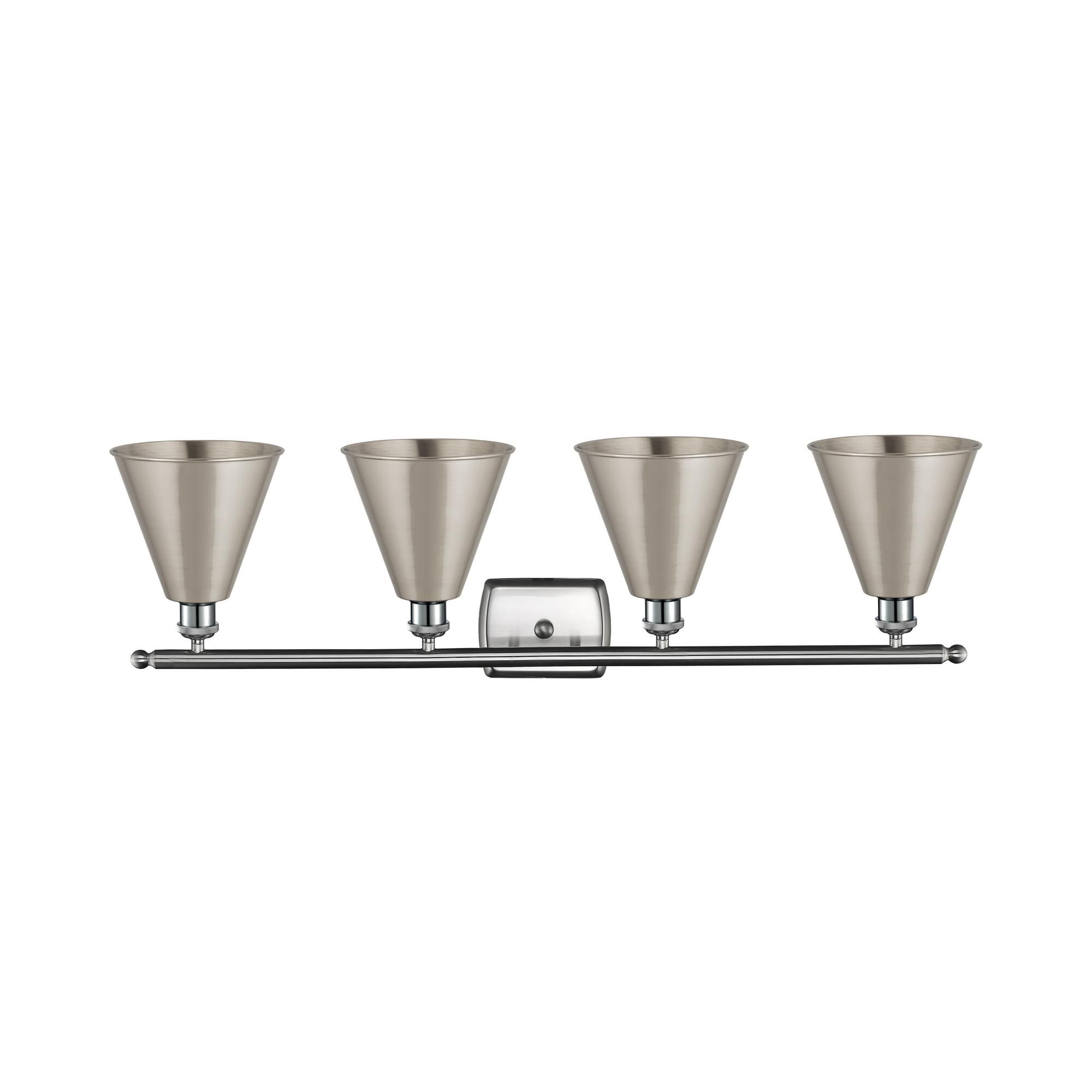 Shown in Brushed Satin Nickel finish and Brushed Satin Nickel Ballston Cone shade