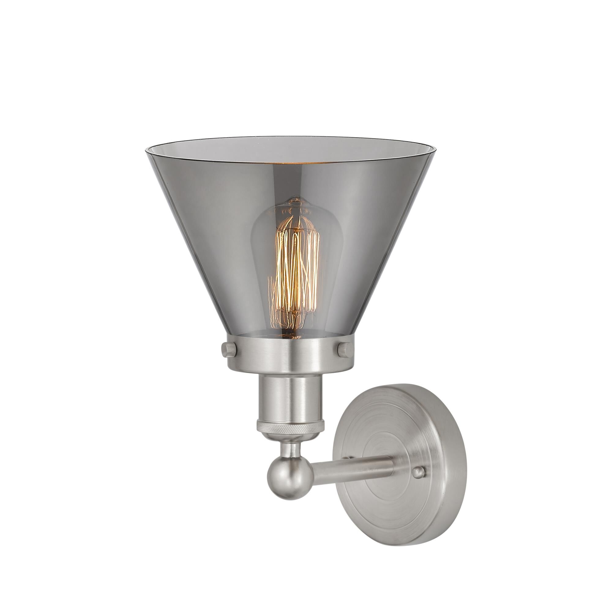 Shown in Brushed Satin Nickel  finish and Plated Smoke glass