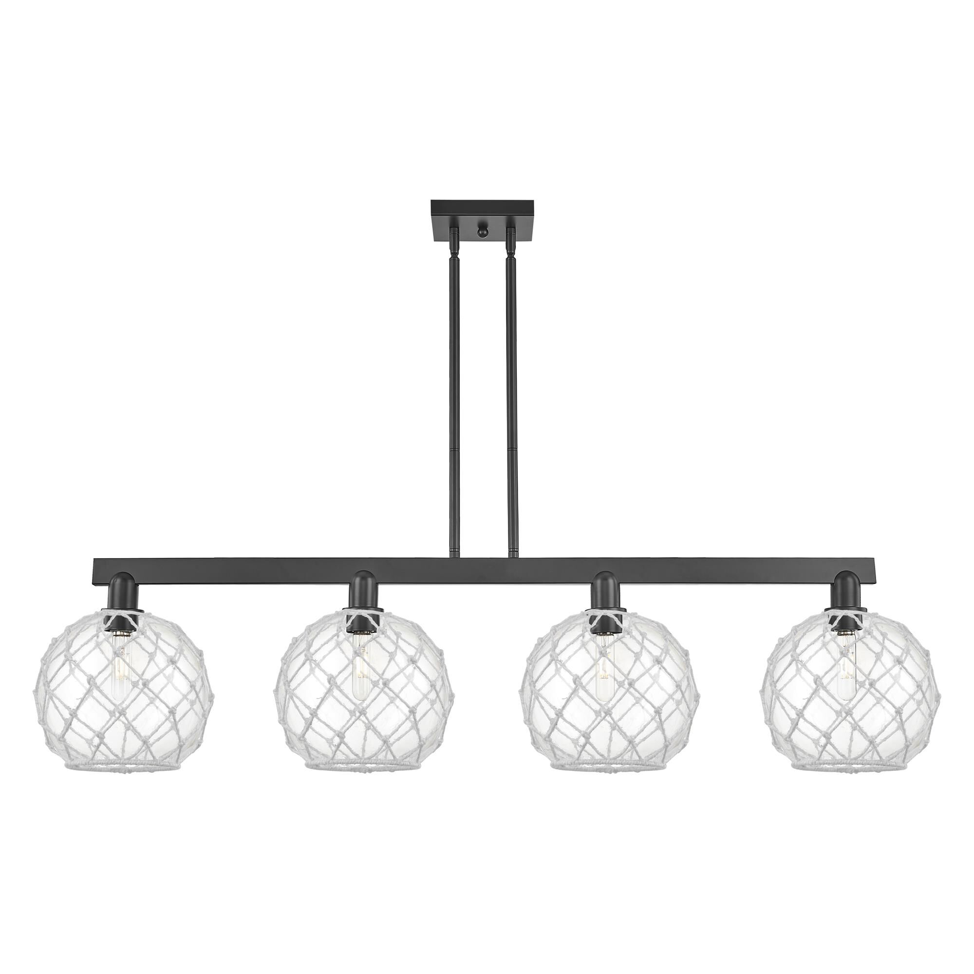 Shown in Matte Black finish and Clear with White Rope glass