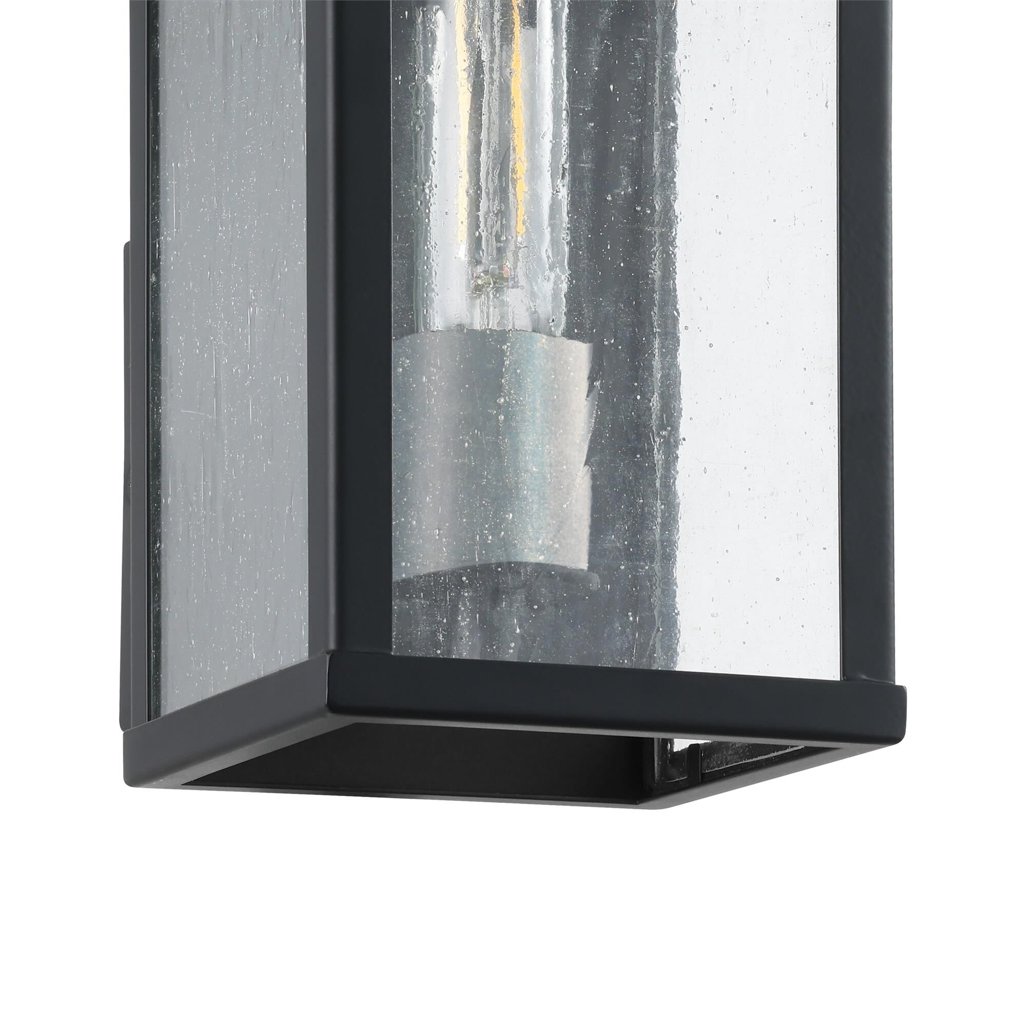 Shown in Matte Black finish and Clear Antique glass