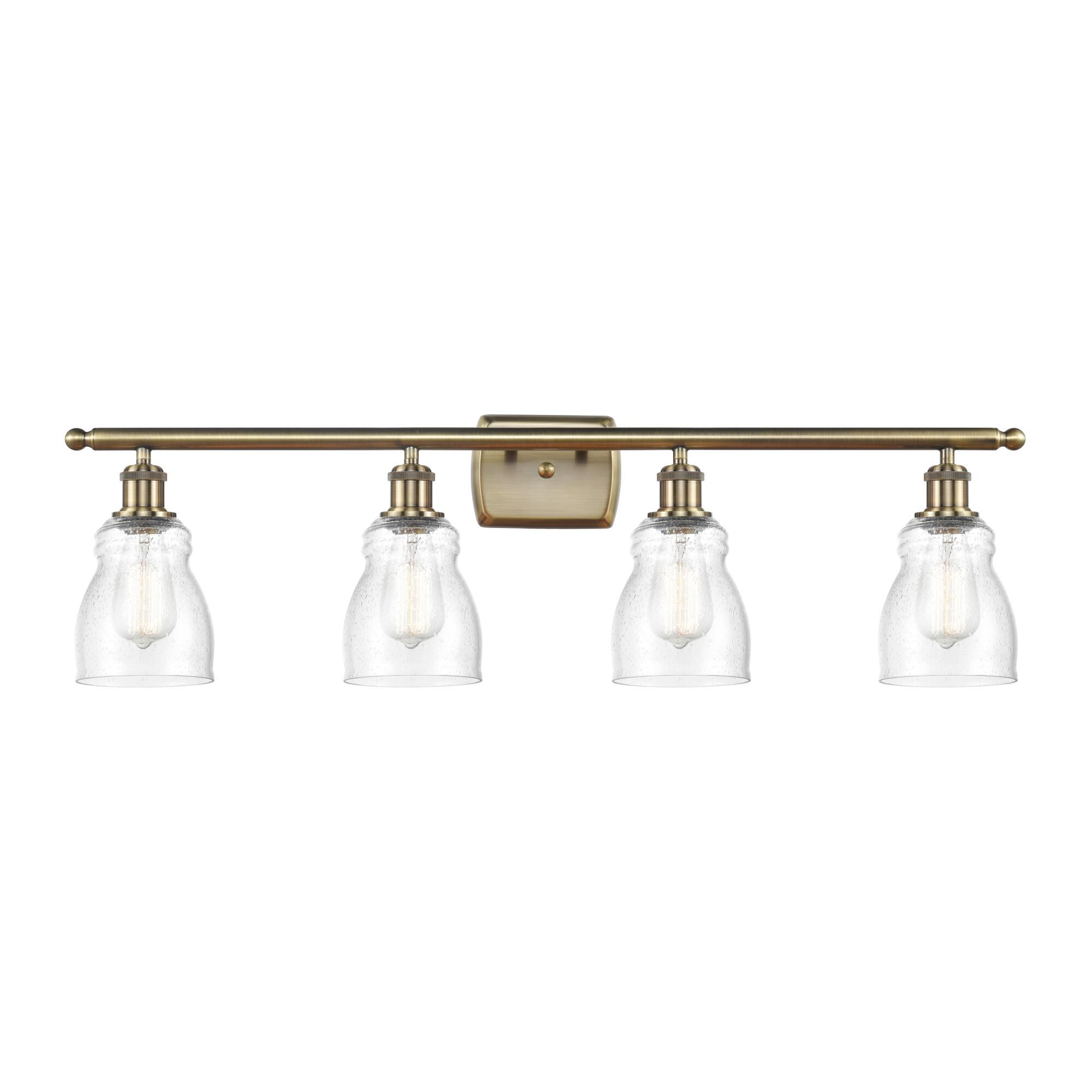 Shown in Antique Brass finish and Bell glass and Glass shade