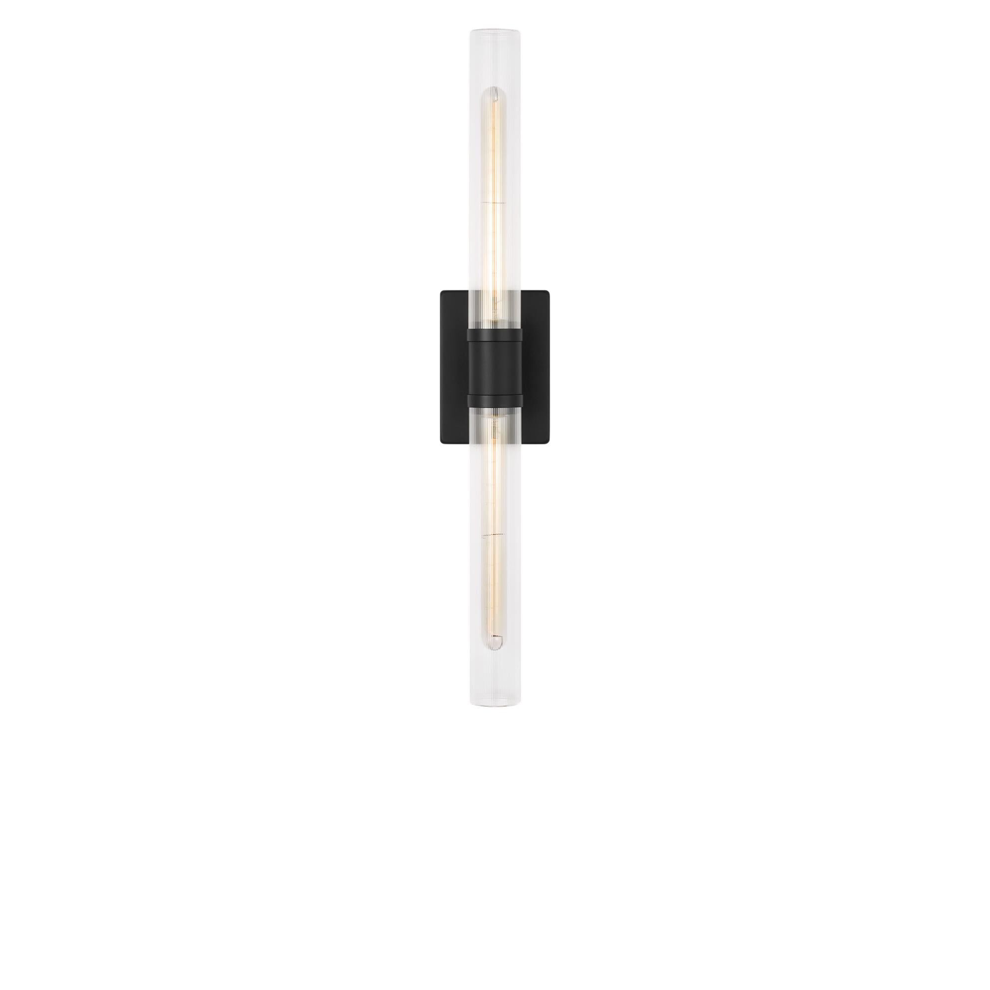 Shown in Midnight Black finish and Clear Fluted glass
