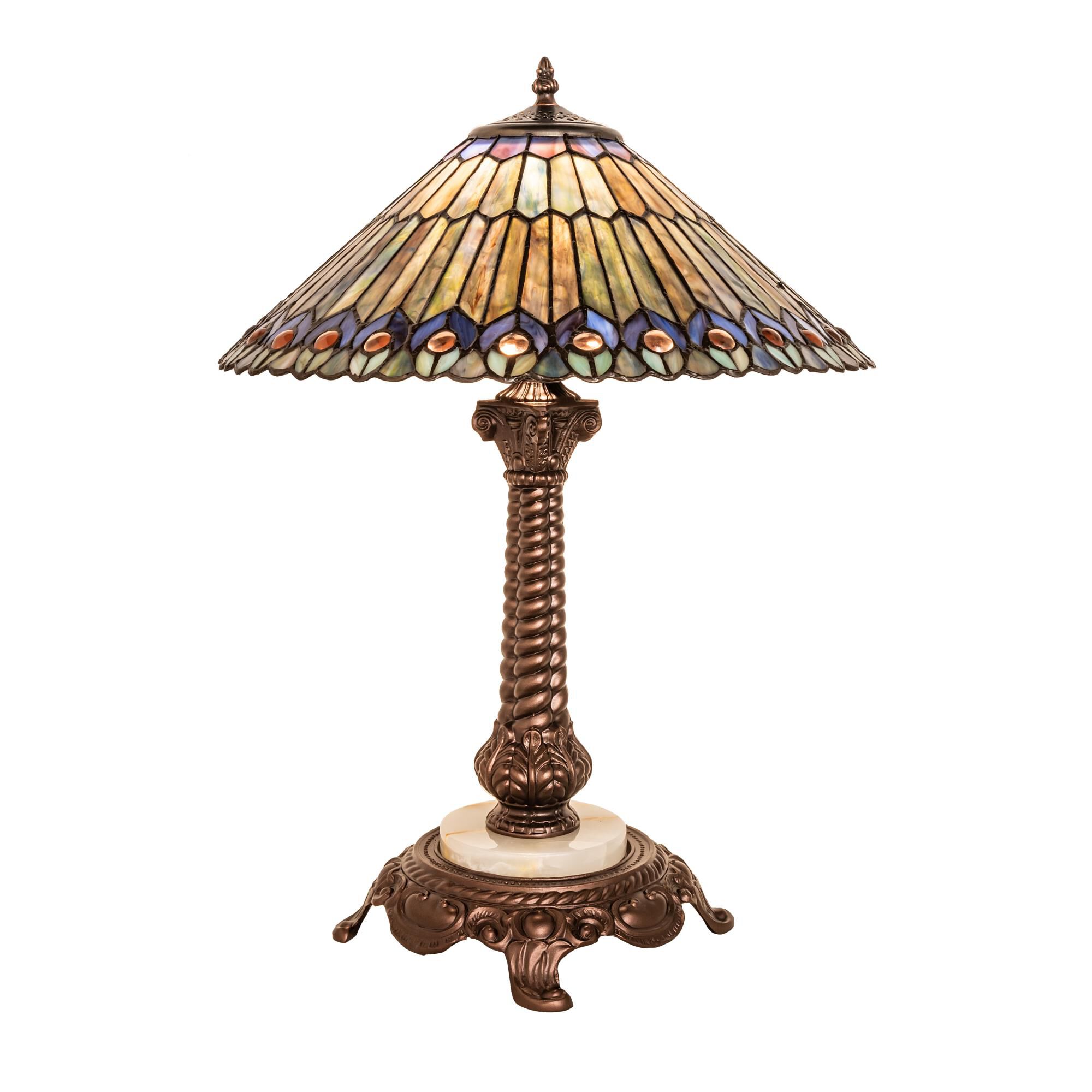 Tiffany Jeweled Peacock 23 Inch Table Lamp by Meyda Lighting