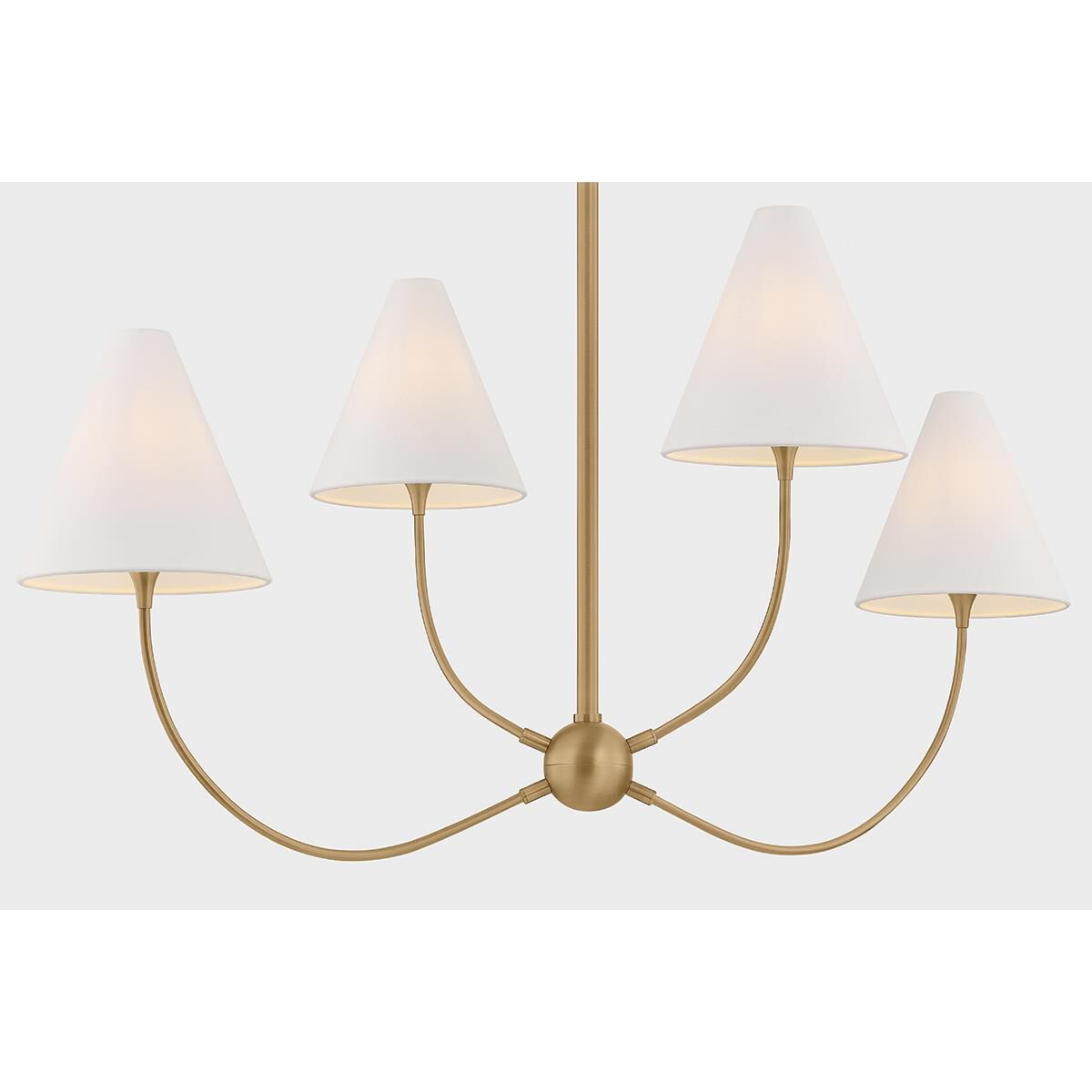 Shown in Patina Brass finish and Off White Linen shade