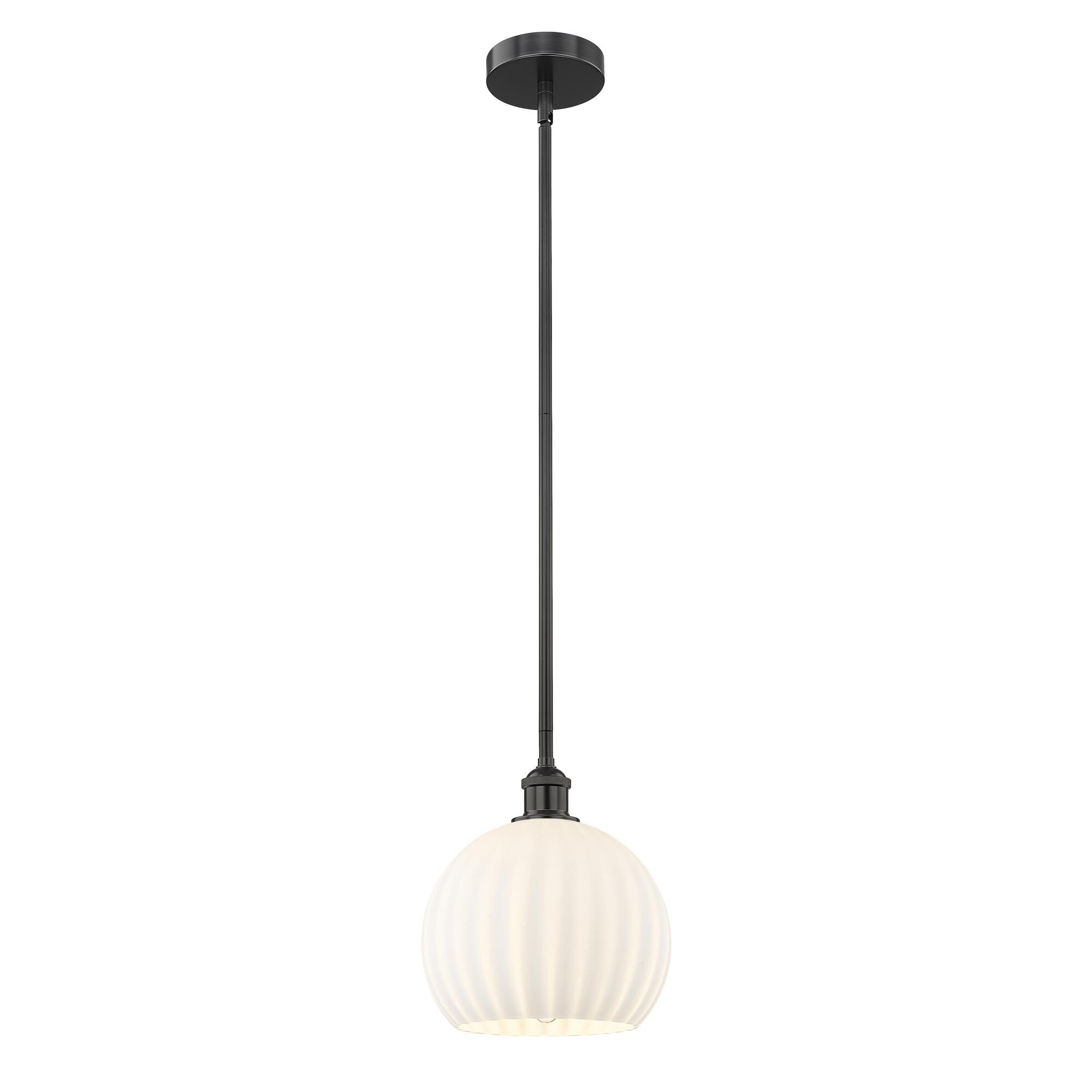 Shown in Matte Black finish and White Venetian glass