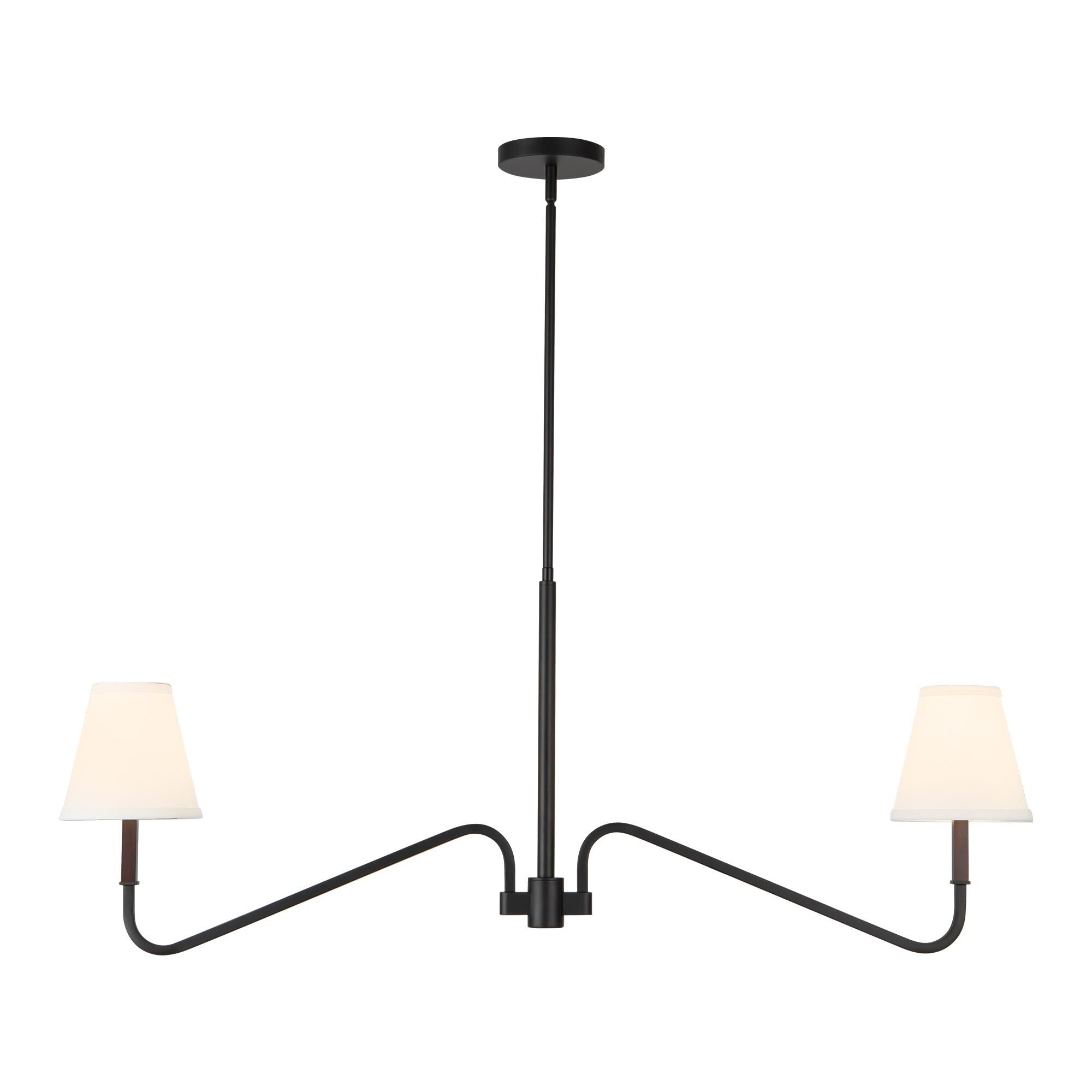 Shown in Matte Black finish and White Linen shade