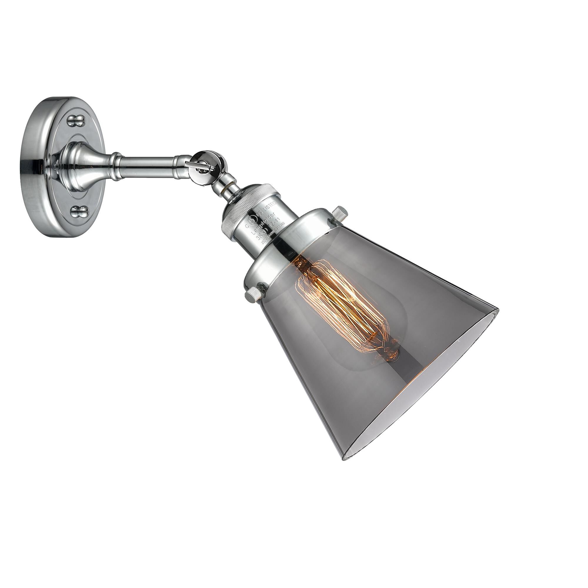 Shown in Polished Chrome finish and Smoked glass and None accent