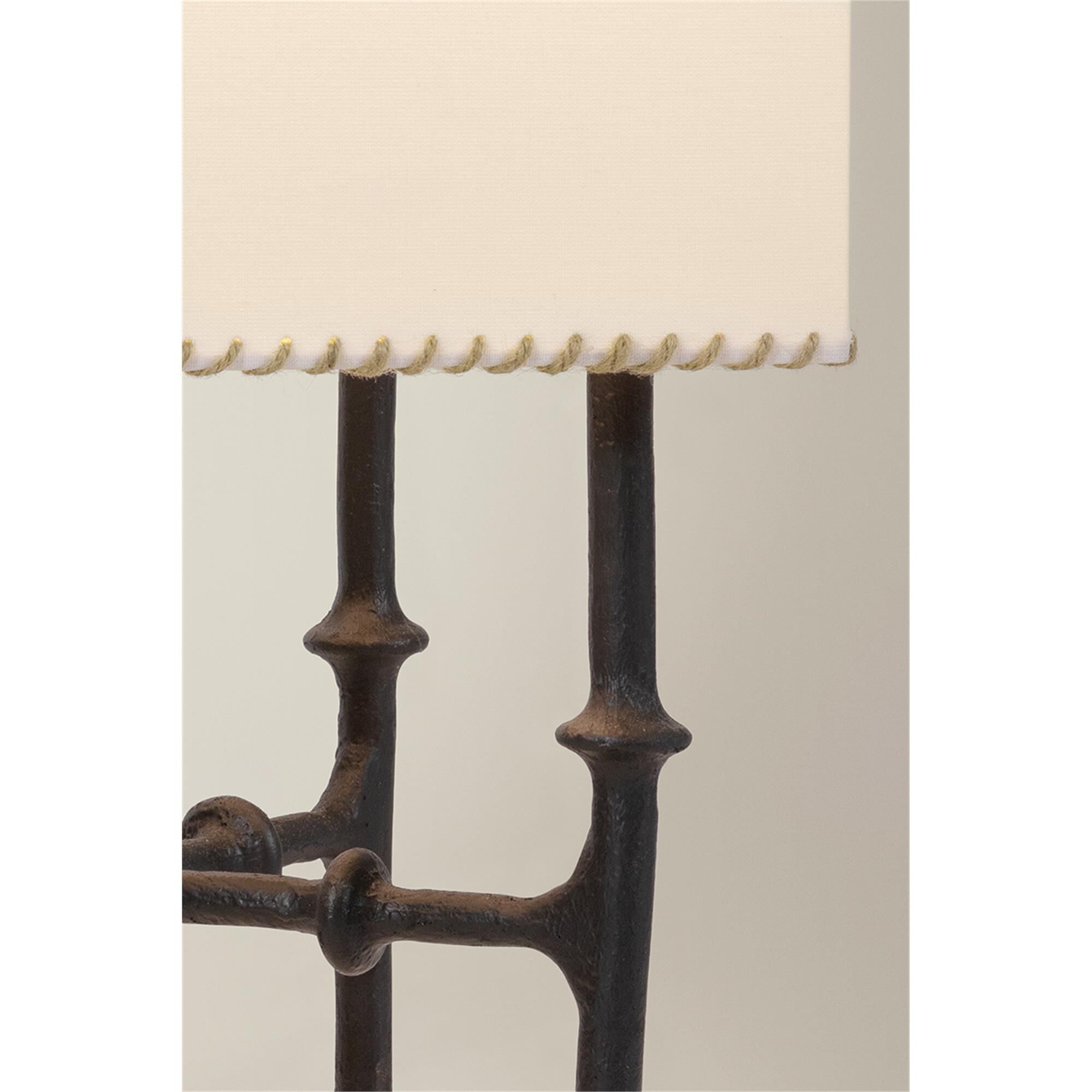 Shown in Black Iron finish and Off White Linen shade