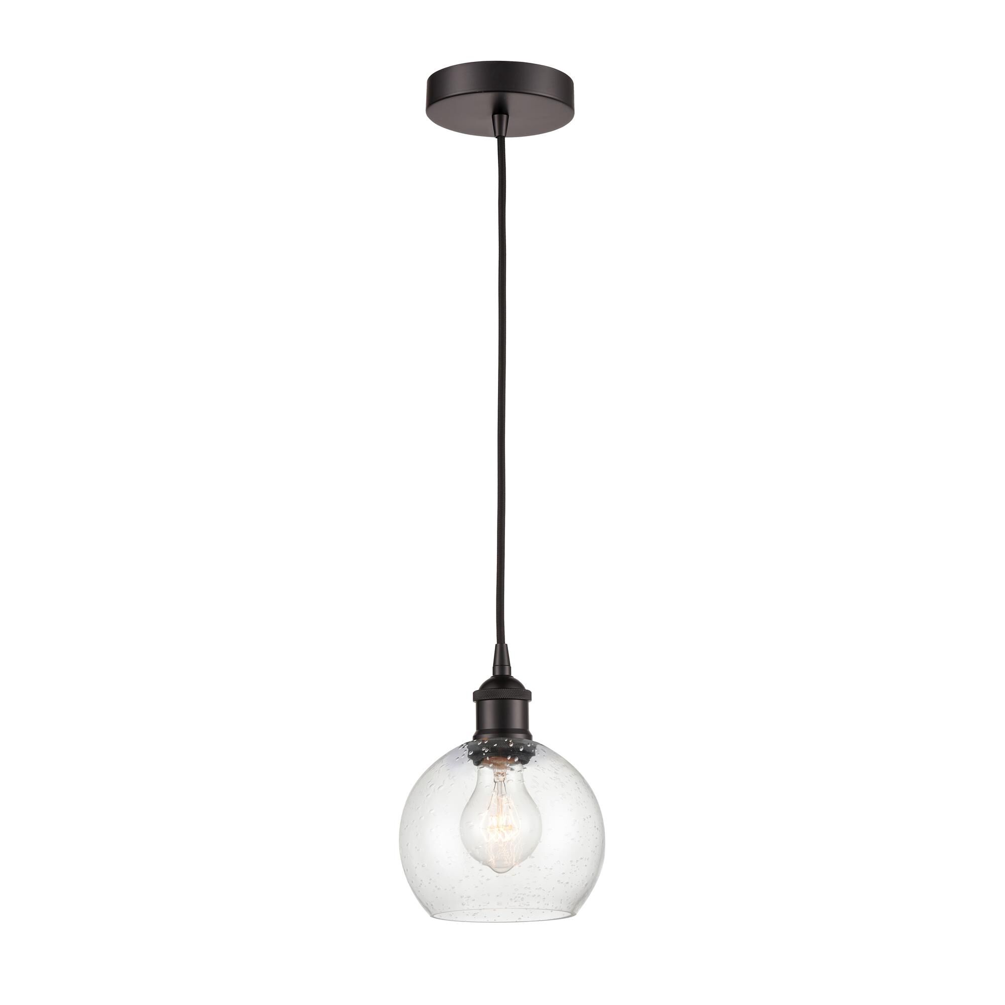 Shown in Oil Rubbed Bronze finish and Seedy glass