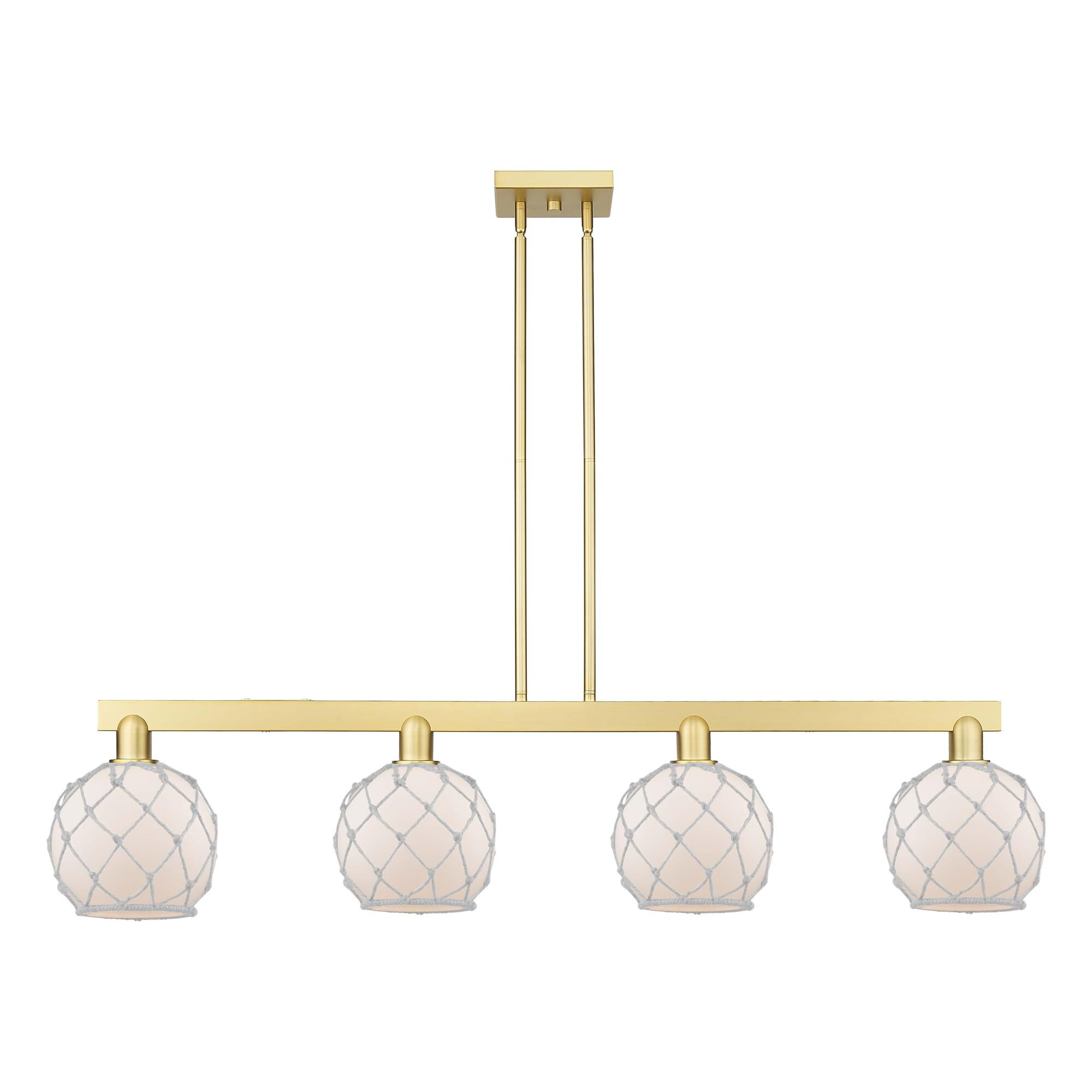 Shown in Satin Gold finish and White with White Rope glass