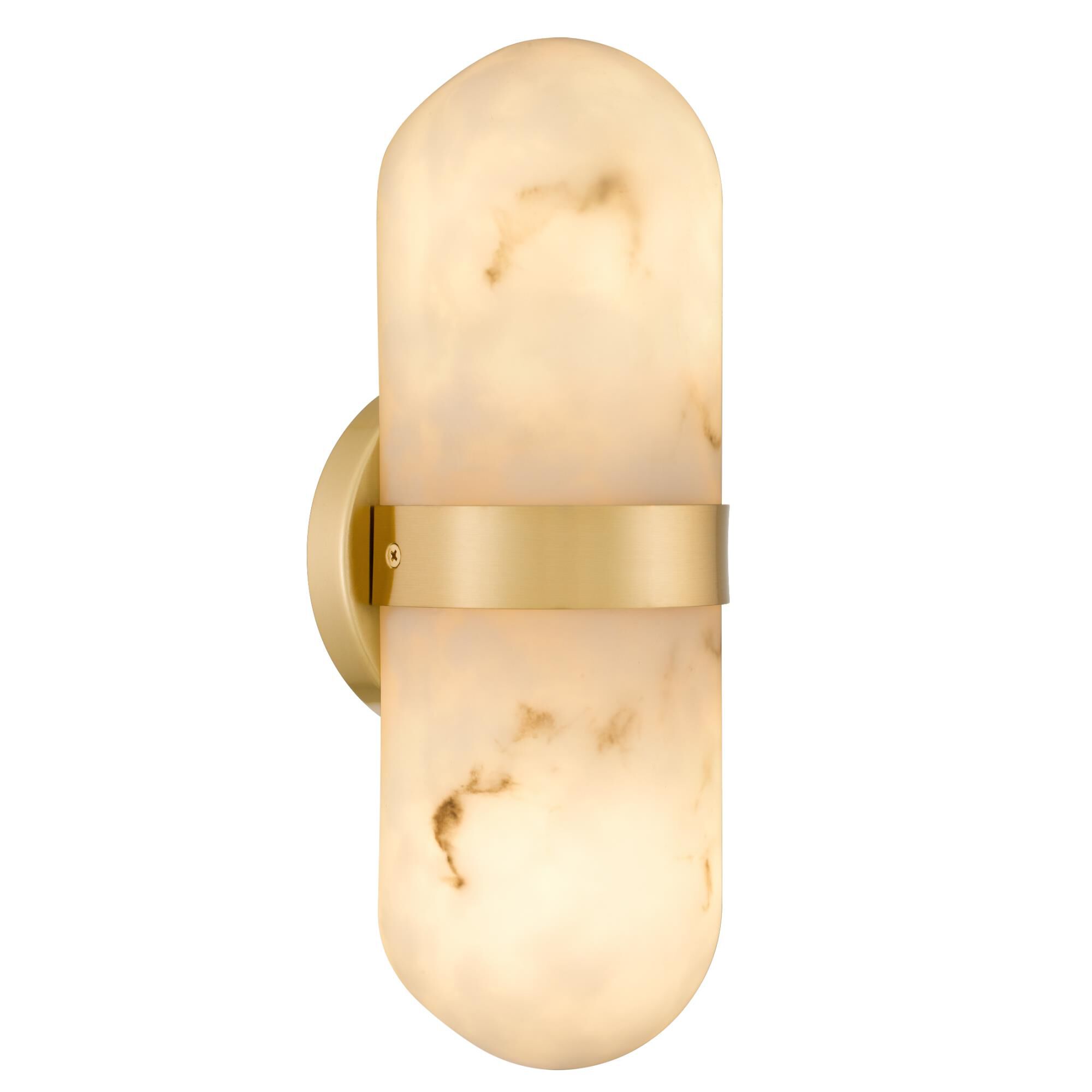 Shown in Brushed Gold finish and Alabaster Resin shade