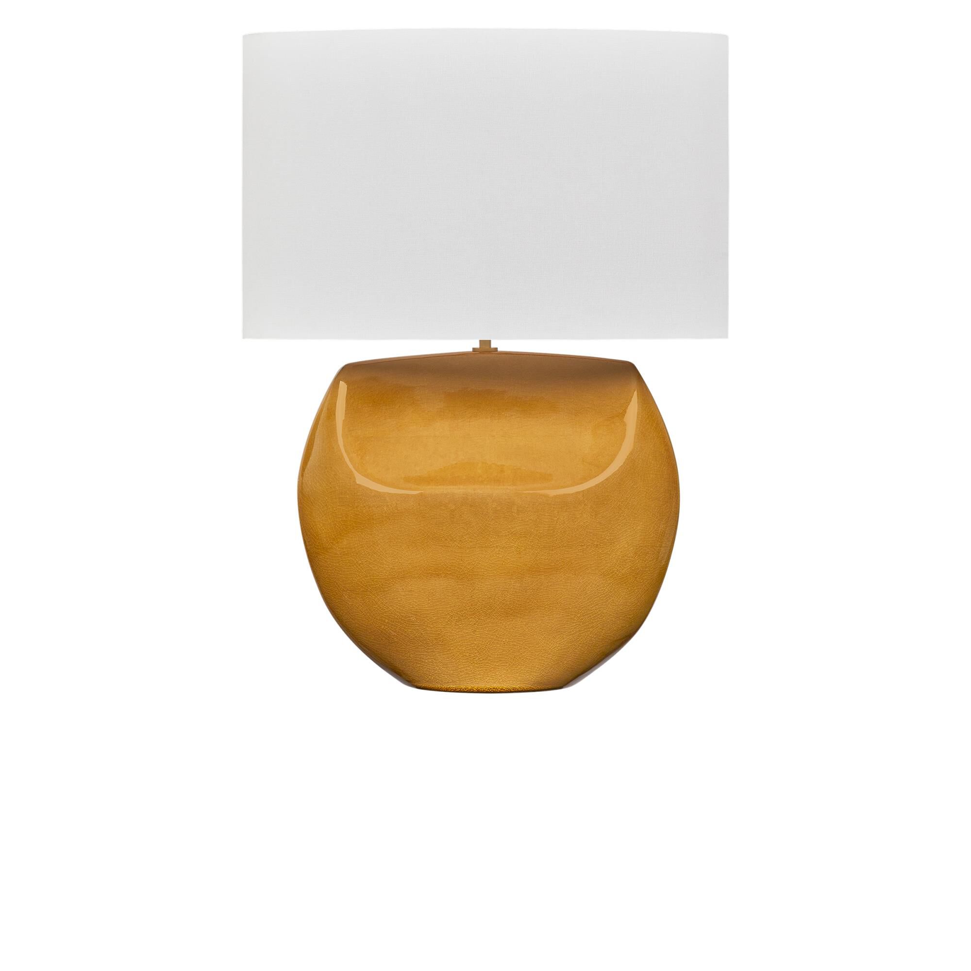 Shown in Cracked Honey finish and White Linen Fabric shade