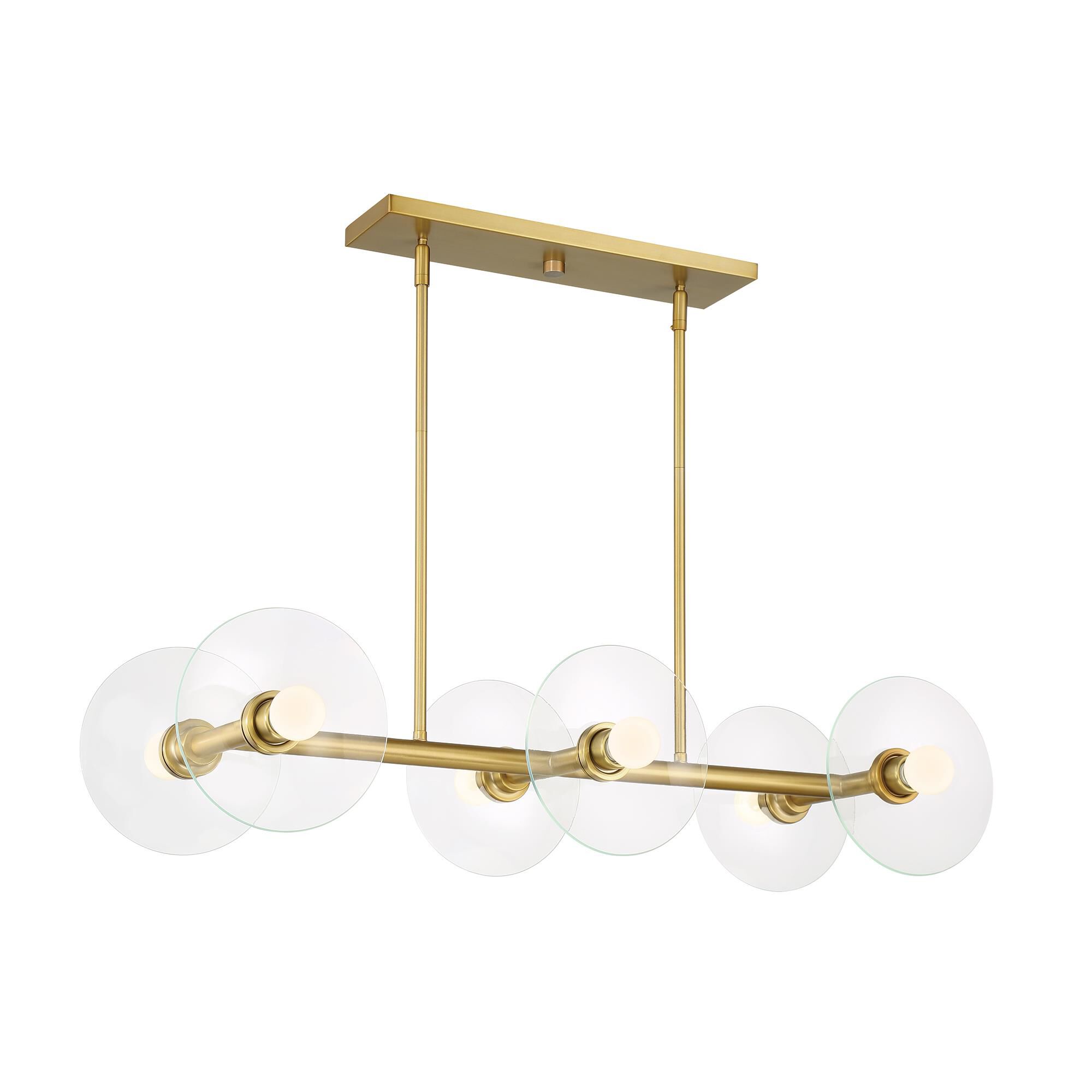 Shown in Brushed Gold finish and Clear glass