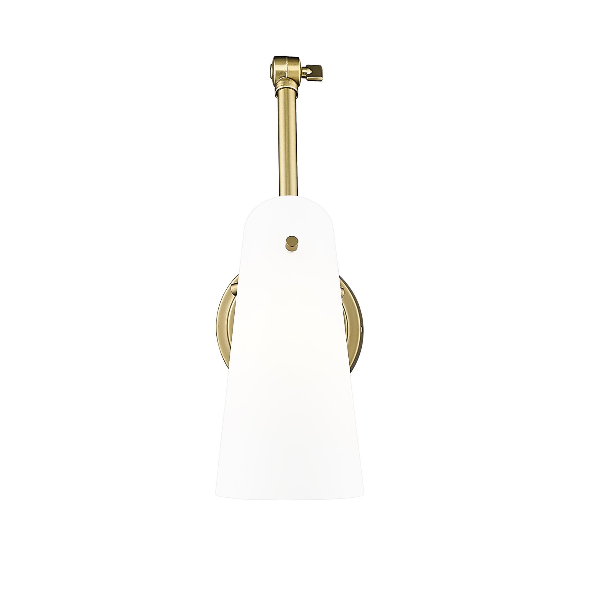 Shown in Modern Gold finish and Opal glass and Opal shade