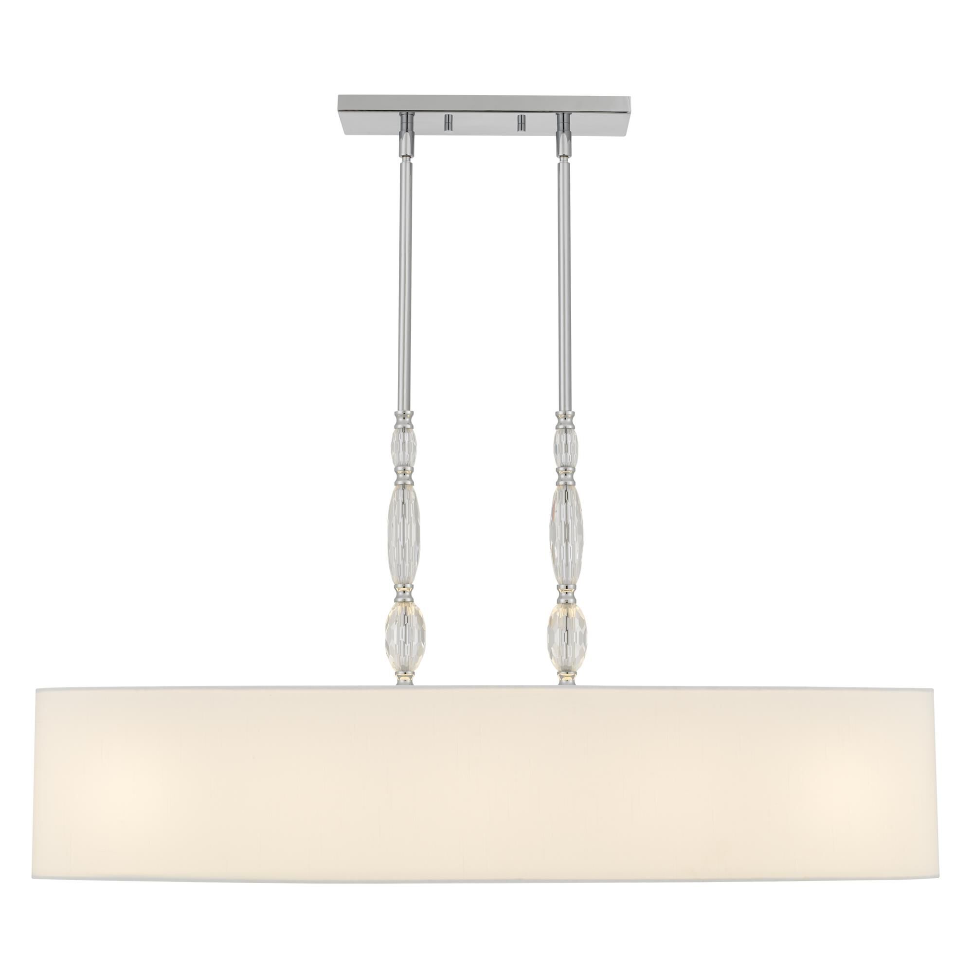 Shown in Polished Chrome finish and White Linen Fabric shade