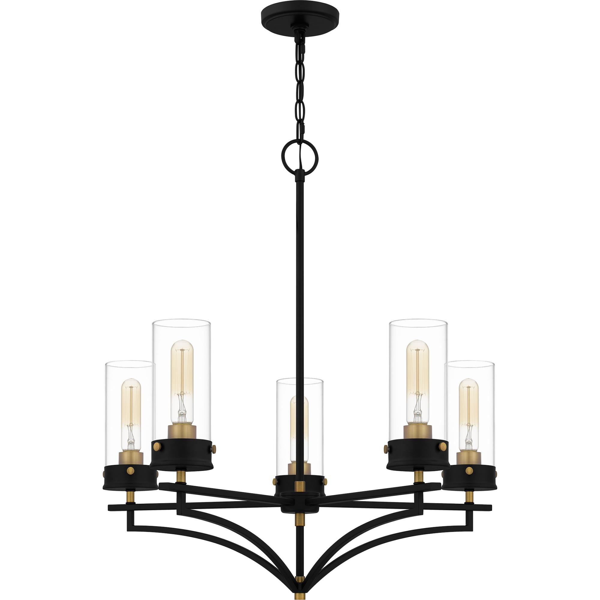 Shown in Matte Black finish and Clear Glass shade