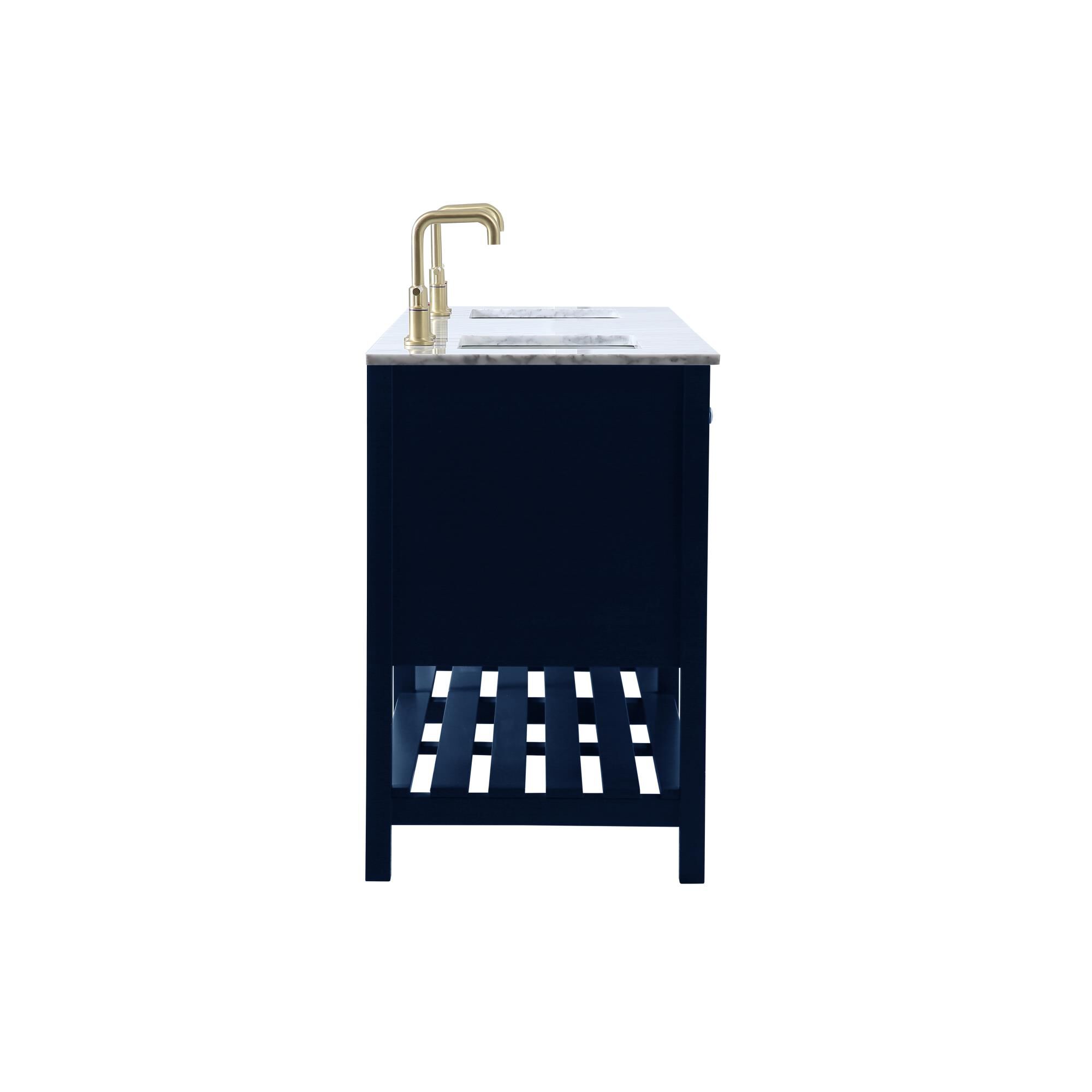 Shown in Blue And Gold With Carrara White Marble finish