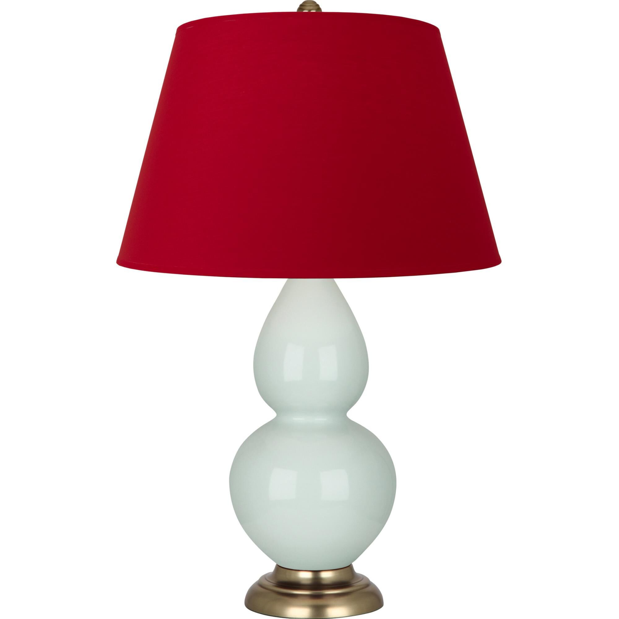 Shown in Celadon finish and Black and Red shade and Antique Brass accent