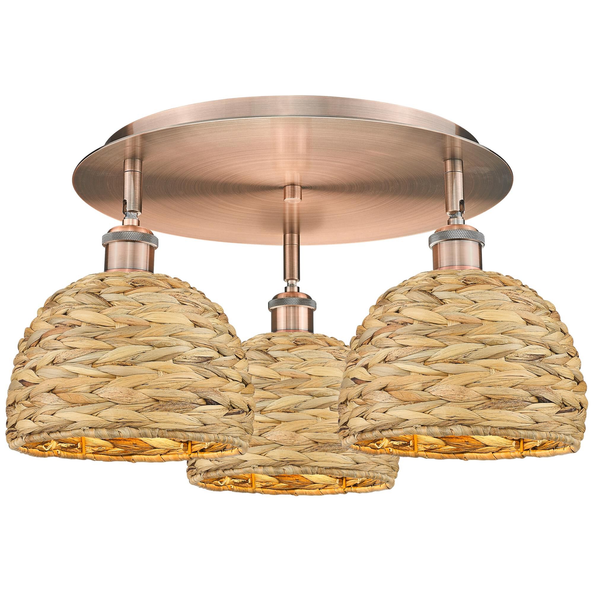Bruno Marashlian Woven Rattan 20 Inch Flush Mount by Innovations Lighting