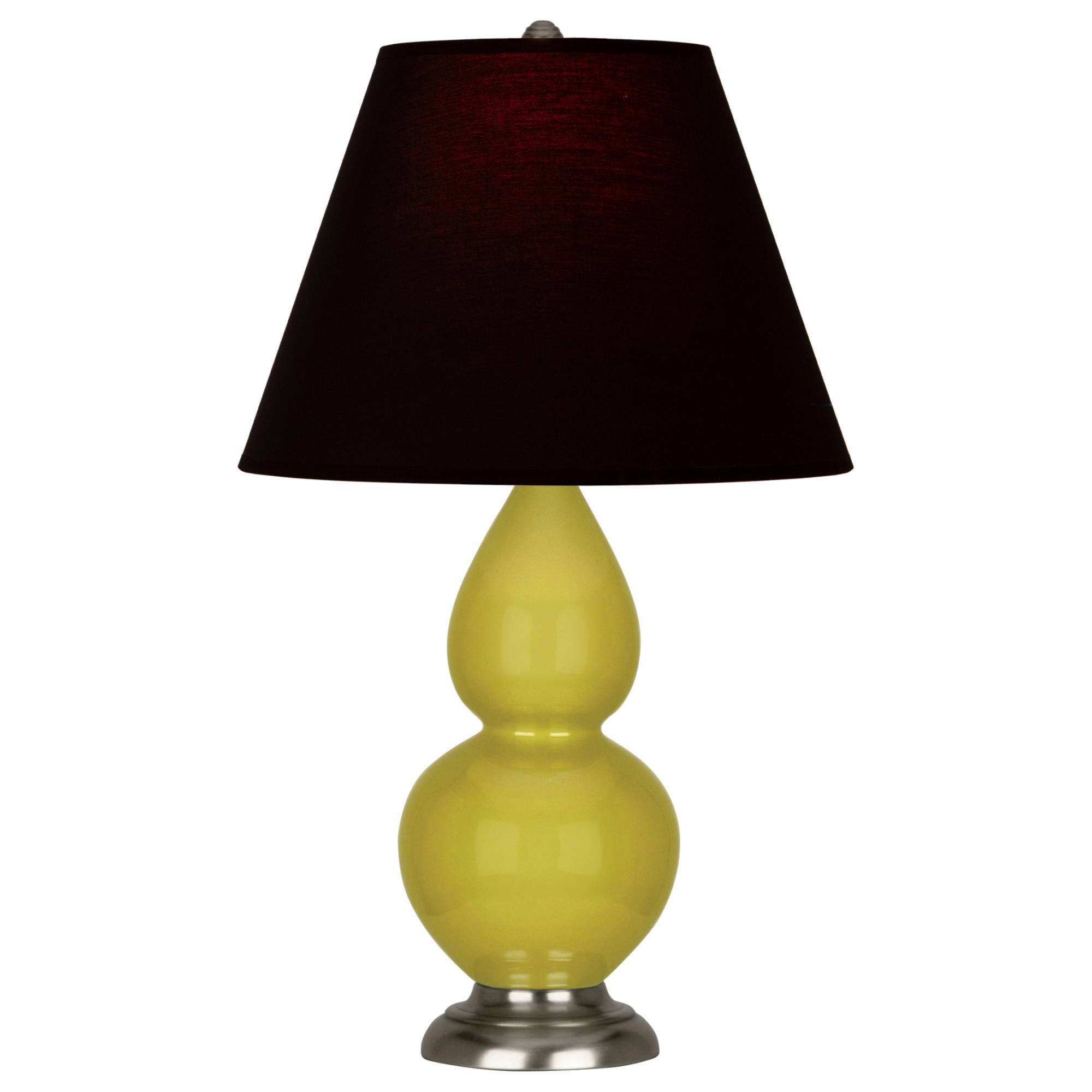 Shown in Citron finish and Ink Black with Rose Red Lining Fabric shade and Antique Silver accent