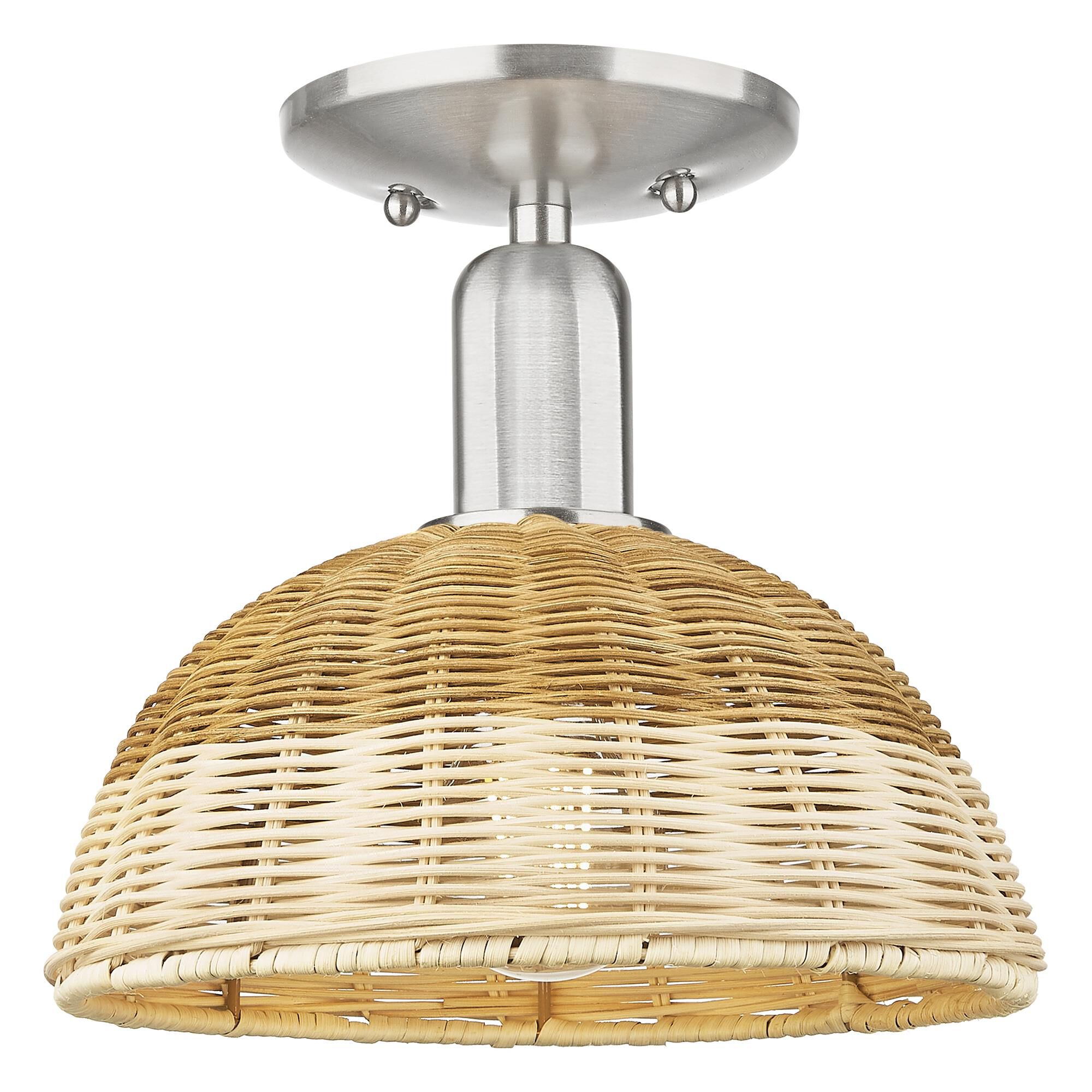 Shown in Brushed Satin Nickel finish and Natural shade
